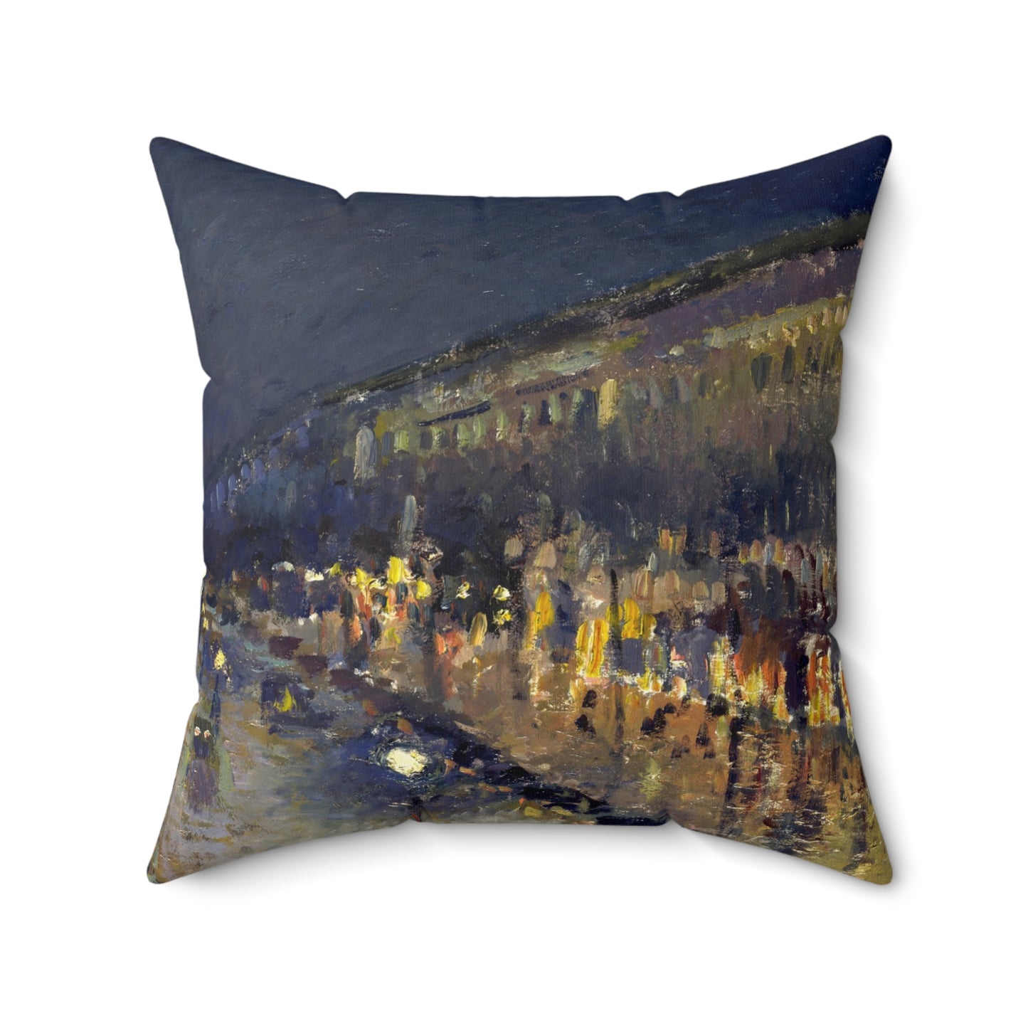 Pissarro, Camille - The Boulevard Montmartre At Night (1897) - Suede Square Pillow