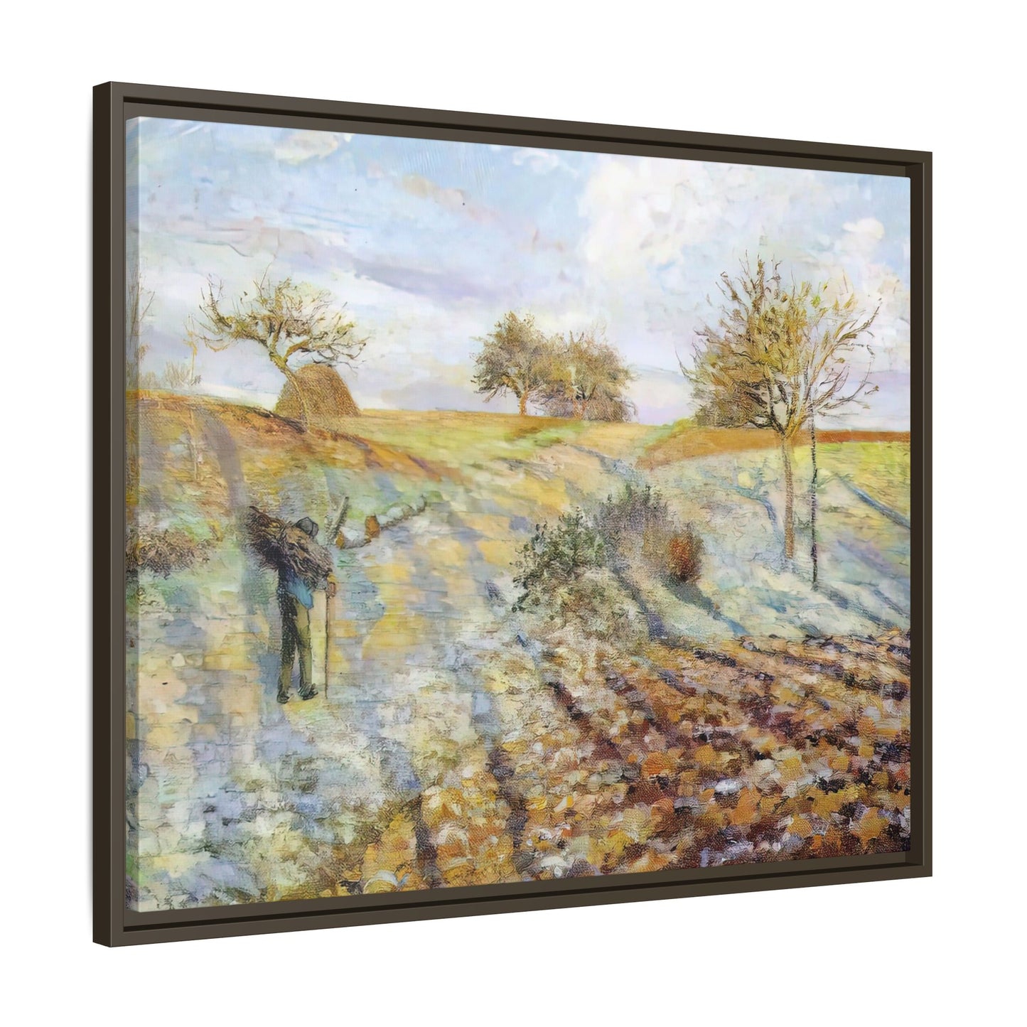 Pissarro, Camille - Hoarfrost (1873) - Matte Canvas, Framed
