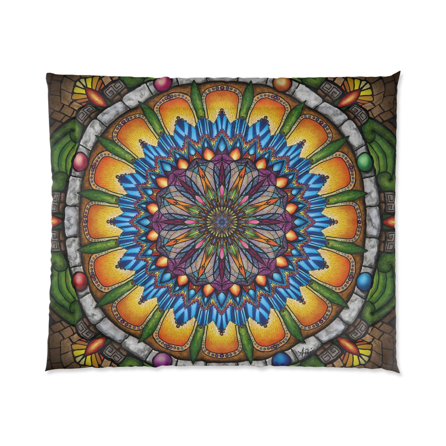 Emerald Arrows Mandala - Comforter