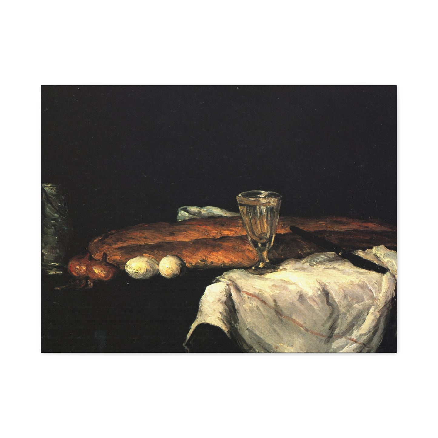 Cézanne, Paul - Still Life with Bread and Eggs (1865) - Canvas Block, unframed