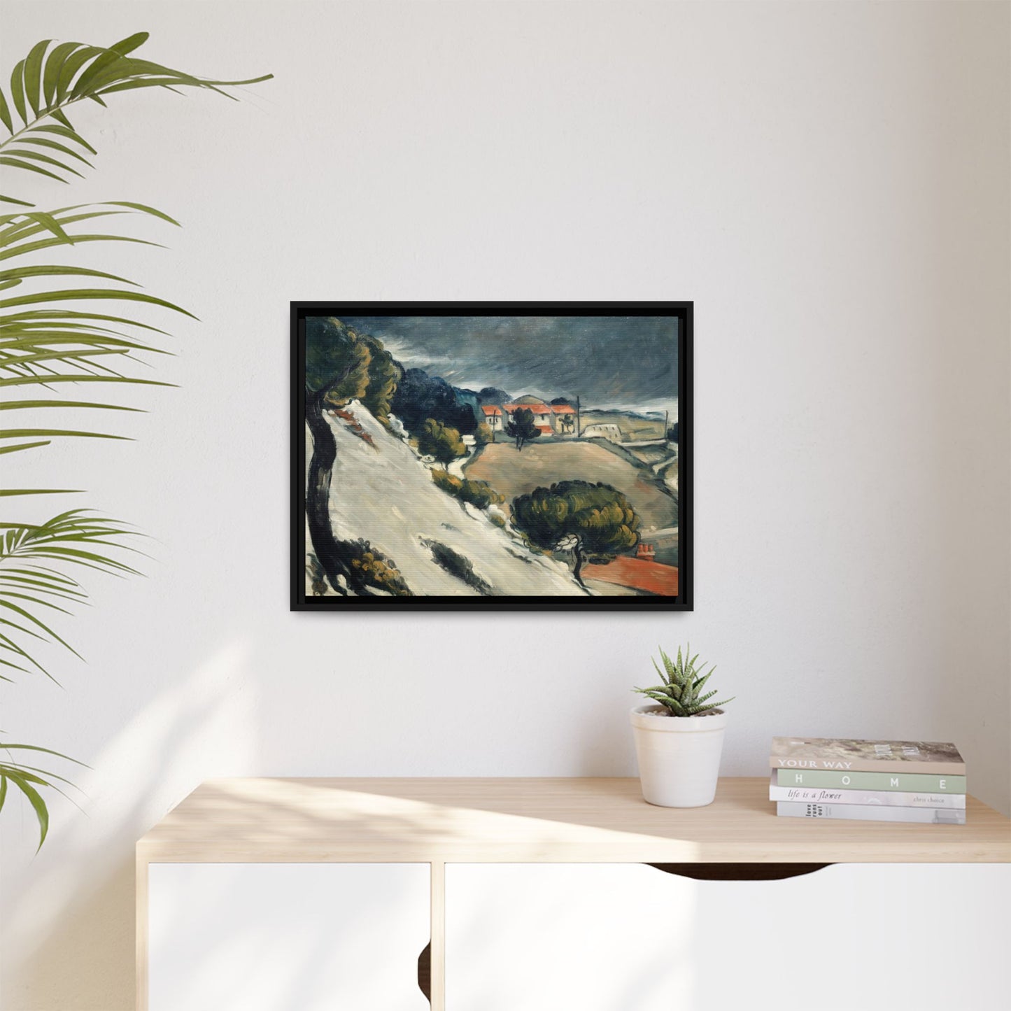 Cézanne, Paul - L’Estaque, Melting Snow (1870) - Matte Canvas, Framed