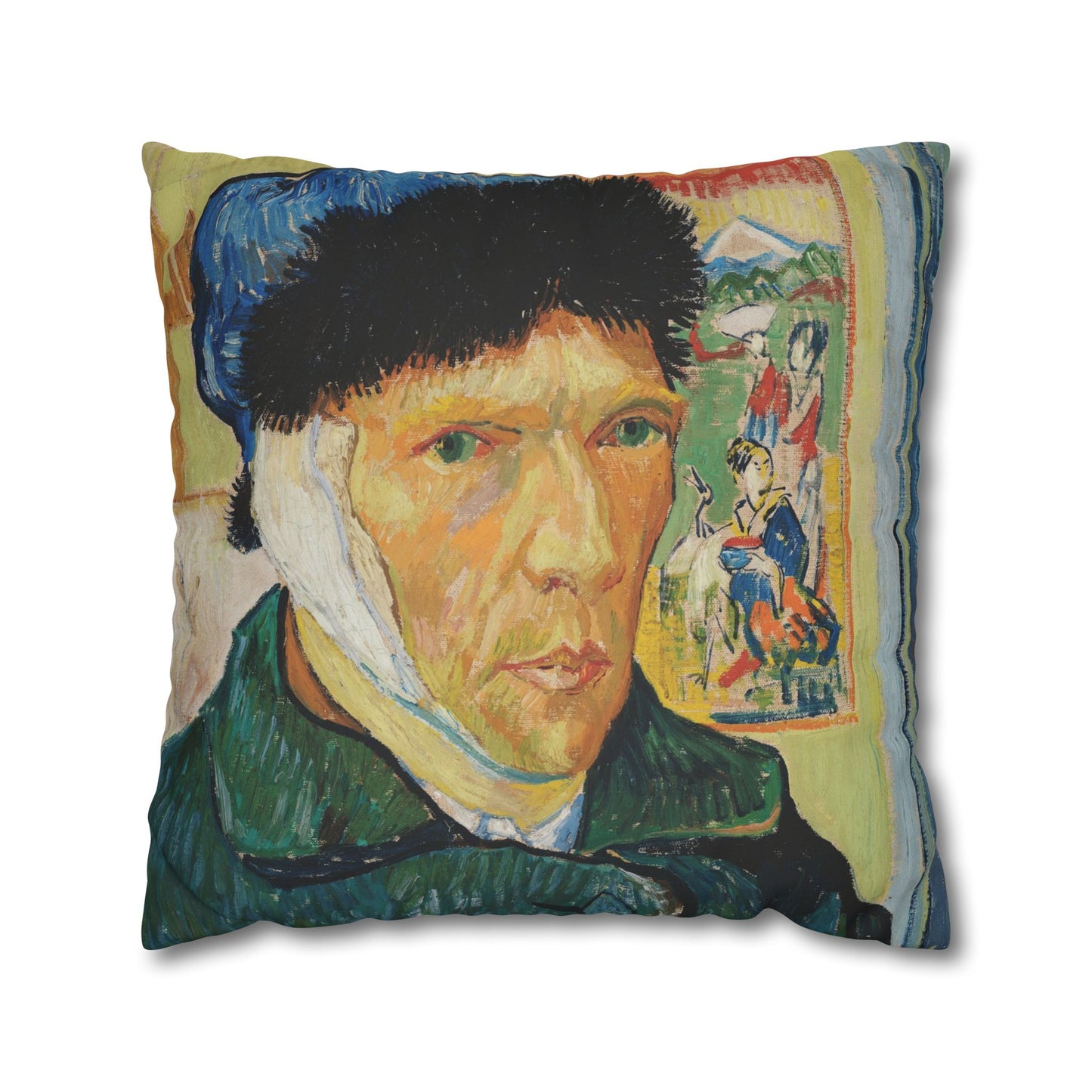 Van Gogh, Vincent - Self Portrait with Bandaged Ear (1889) - Suede Square Pillowcase