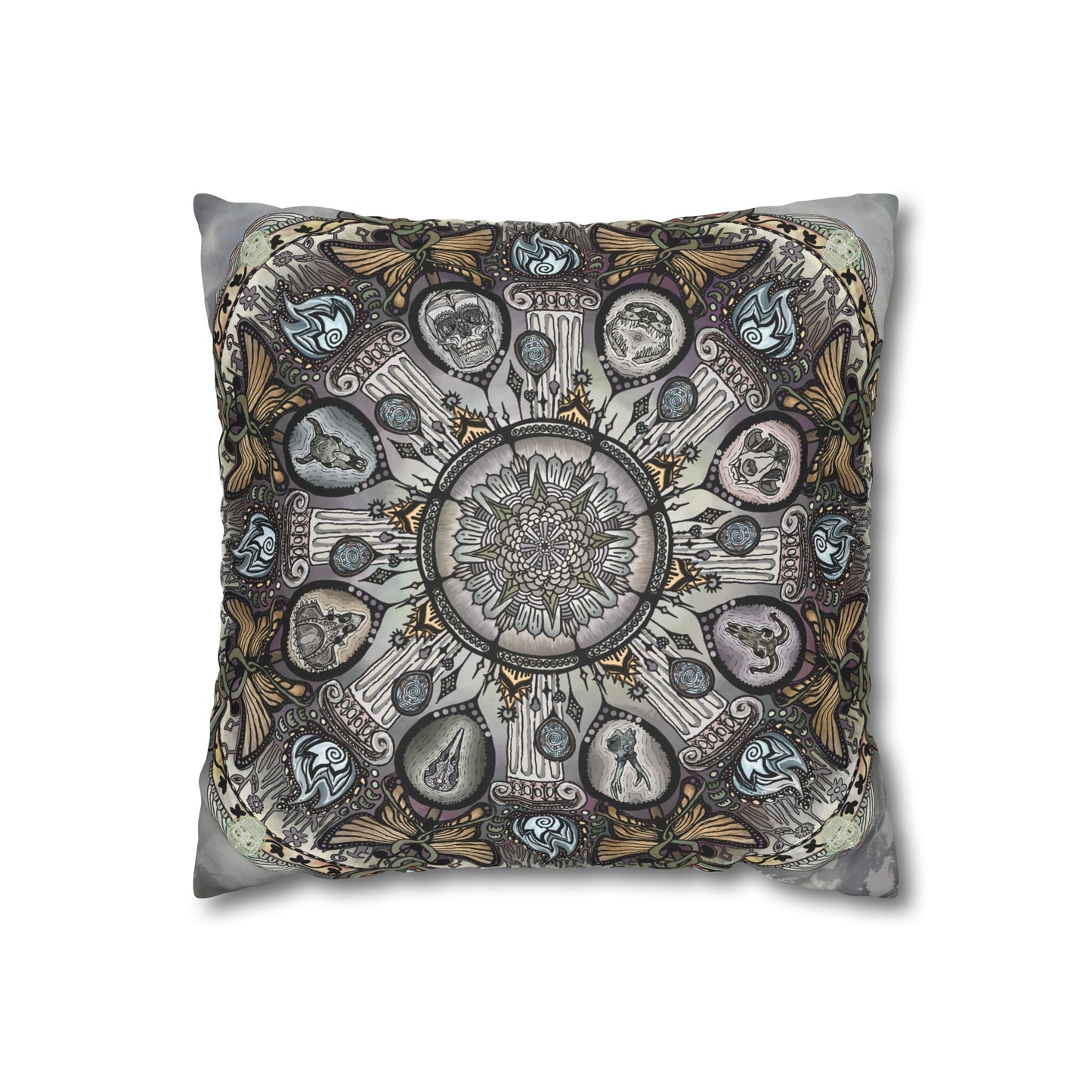 Pacio, Adam - Memento Mori Mandala - Suede Square Pillowcase