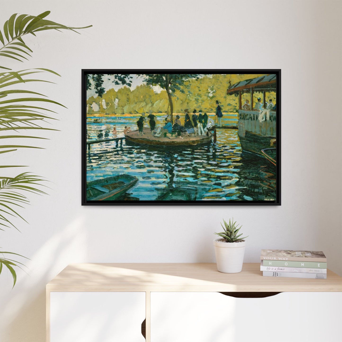 Monet, Claude - La Grenouillere (1869) - Matte Canvas, Framed