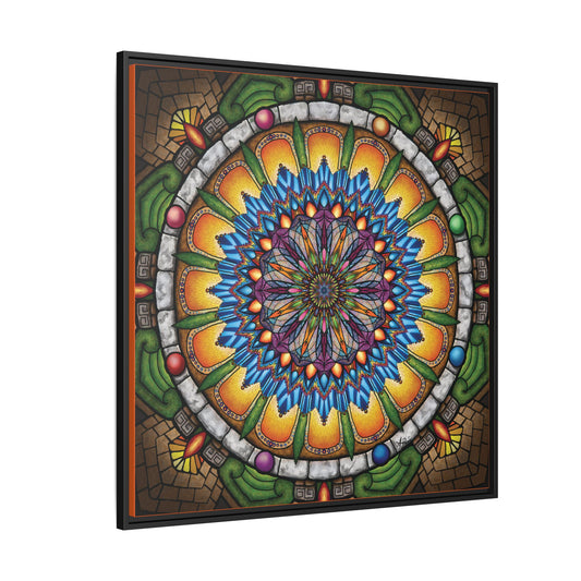Emerald Arrows Mandala - Framed Matte Canvas