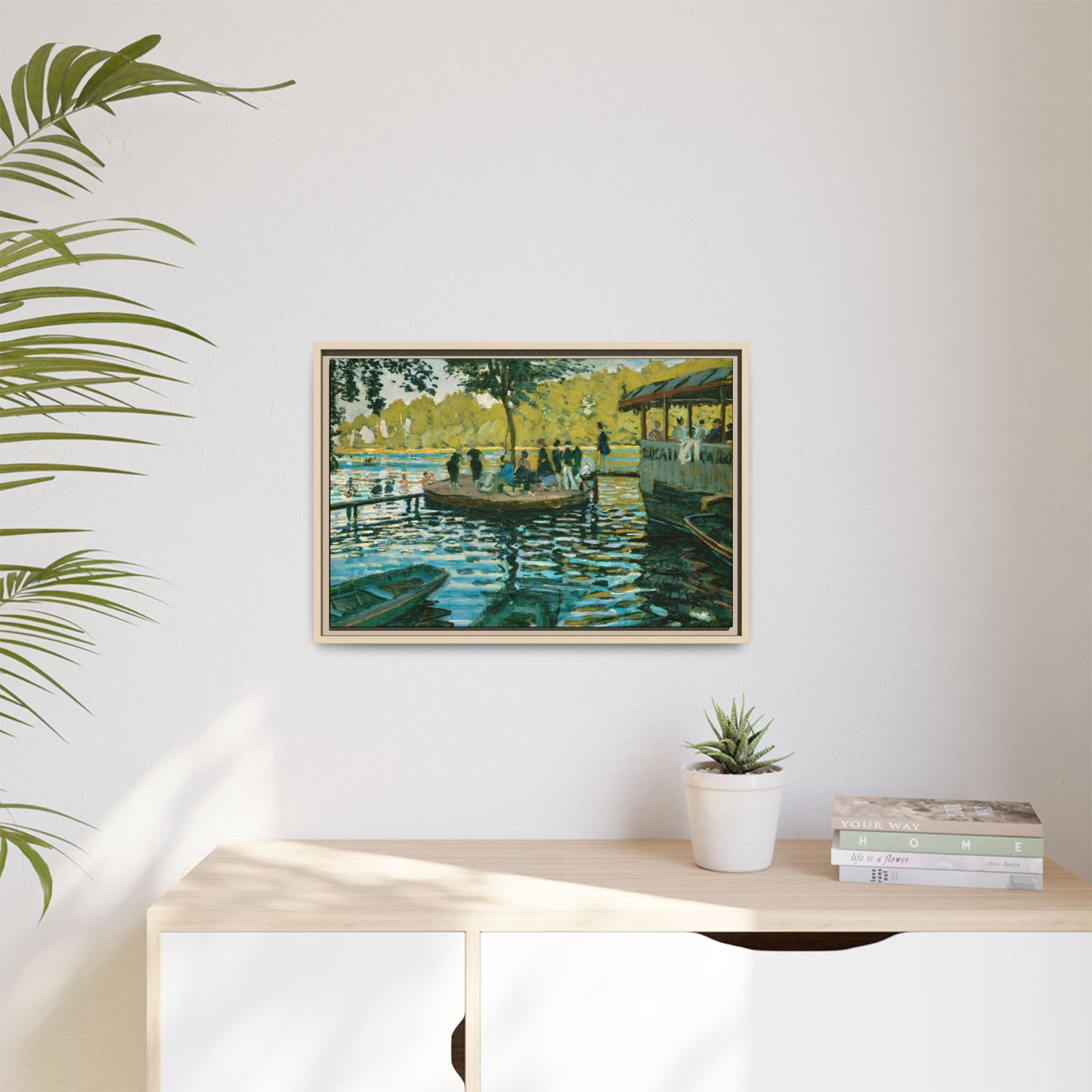 Monet, Claude - La Grenouillere (1869) - Matte Canvas, Framed