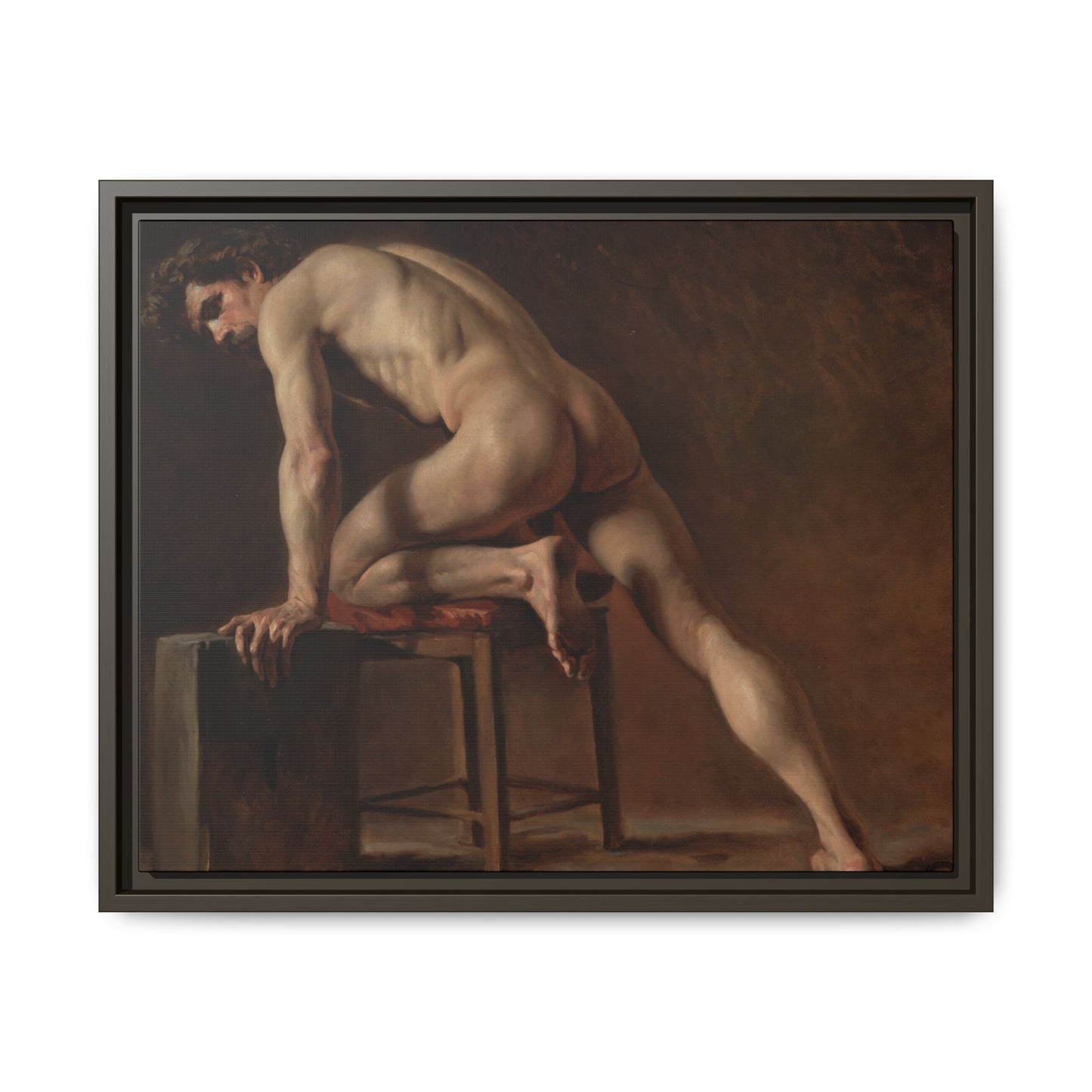 Courbet, Gustave - Study of a Nude Man (1840) - Matte Canvas, Framed