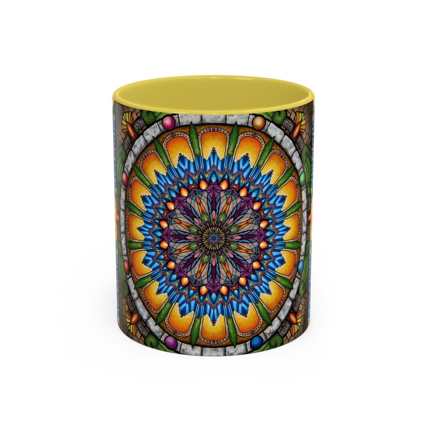 Pacio, Adam - Emerald Arrows Mandala - Colorful Accent Mugs