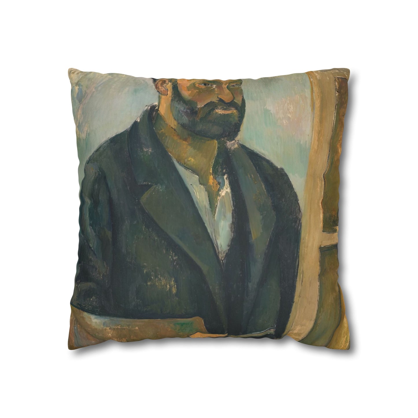 Cézanne, Paul - Portrait of the Artist with a Palette (1890) - Suede Square Pillowcase