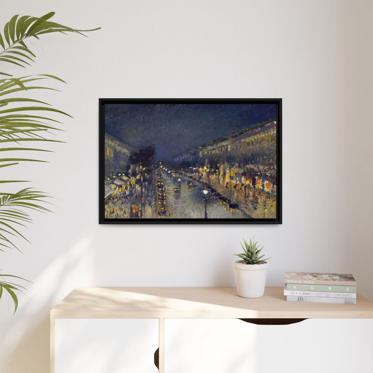 Pissarro, Camille - The Boulevard Montmartre At Night (1897) - Matte Canvas, Framed