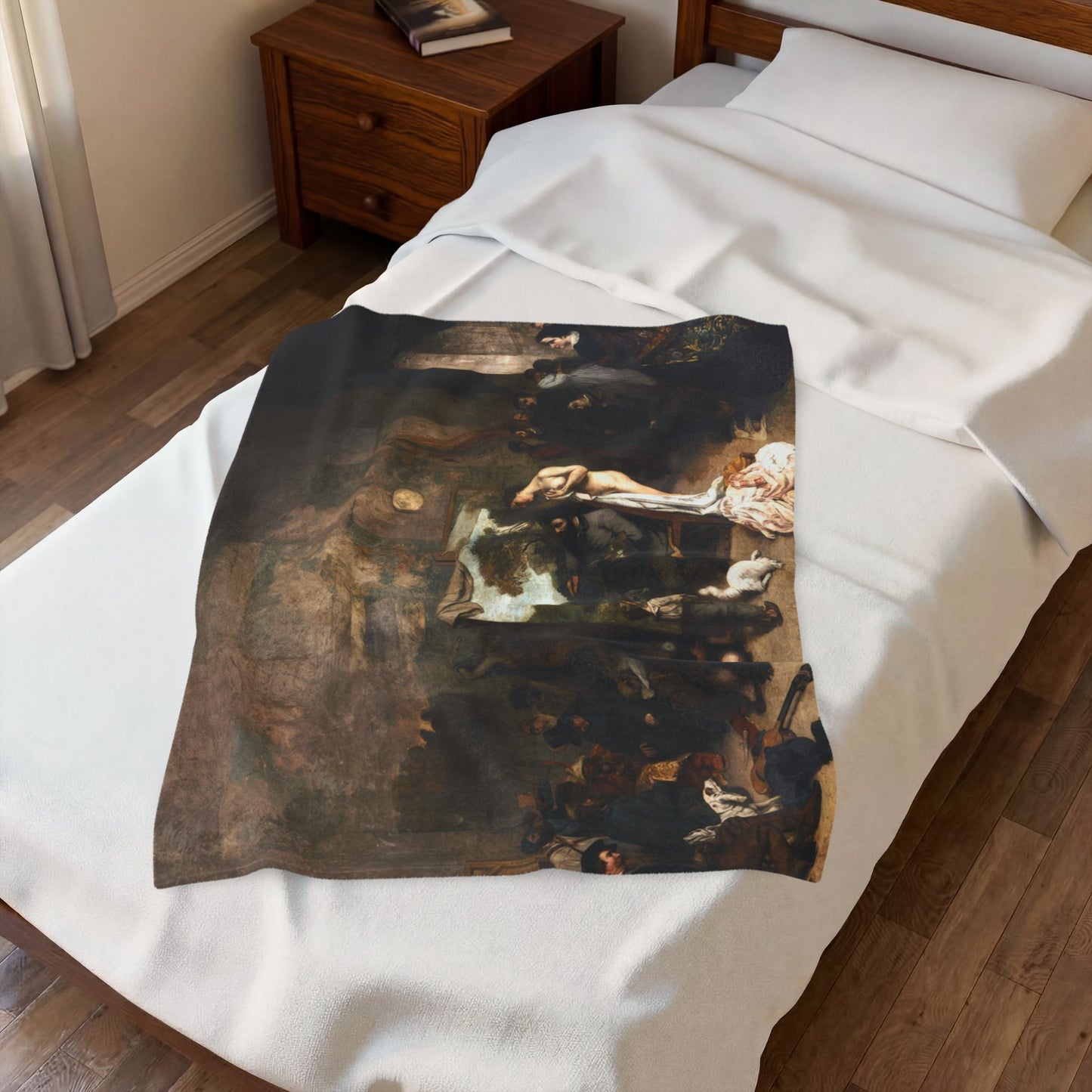 Courbet, Gustave - The Painter’s Studio (1855) - Velveteen Plush Blanket