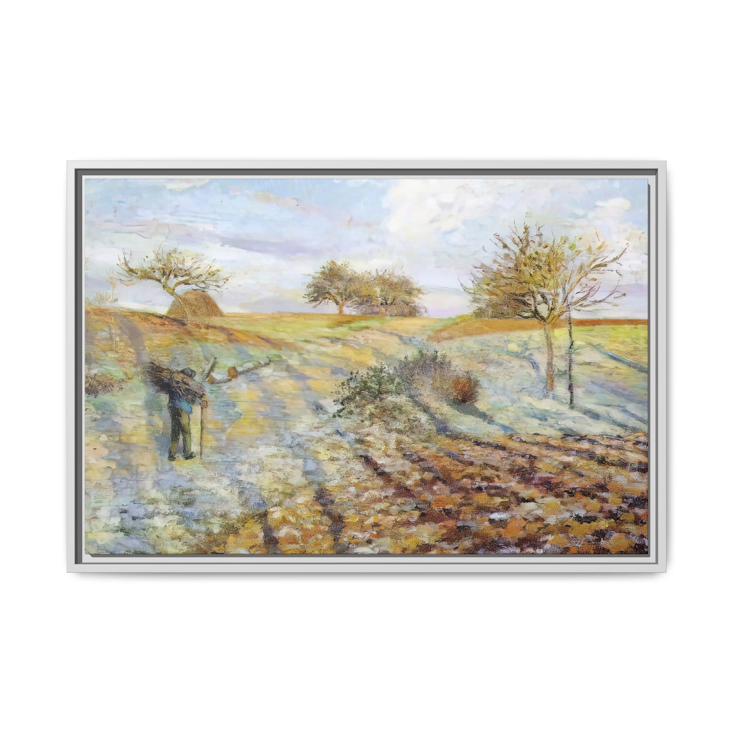 Pissarro, Camille - Hoarfrost (1873) - Matte Canvas, Framed