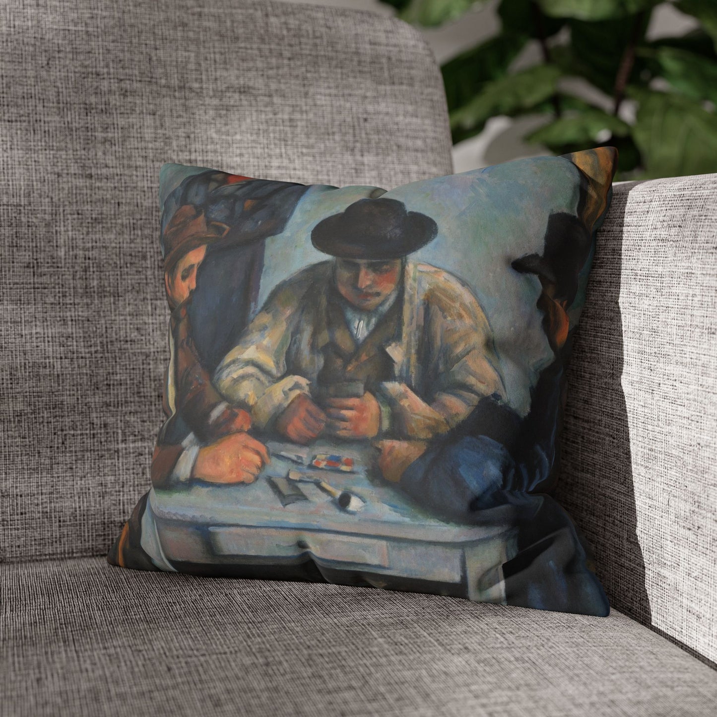 Cézanne, Paul - The Card Players (1892) - Faux Suede Square Pillowcase