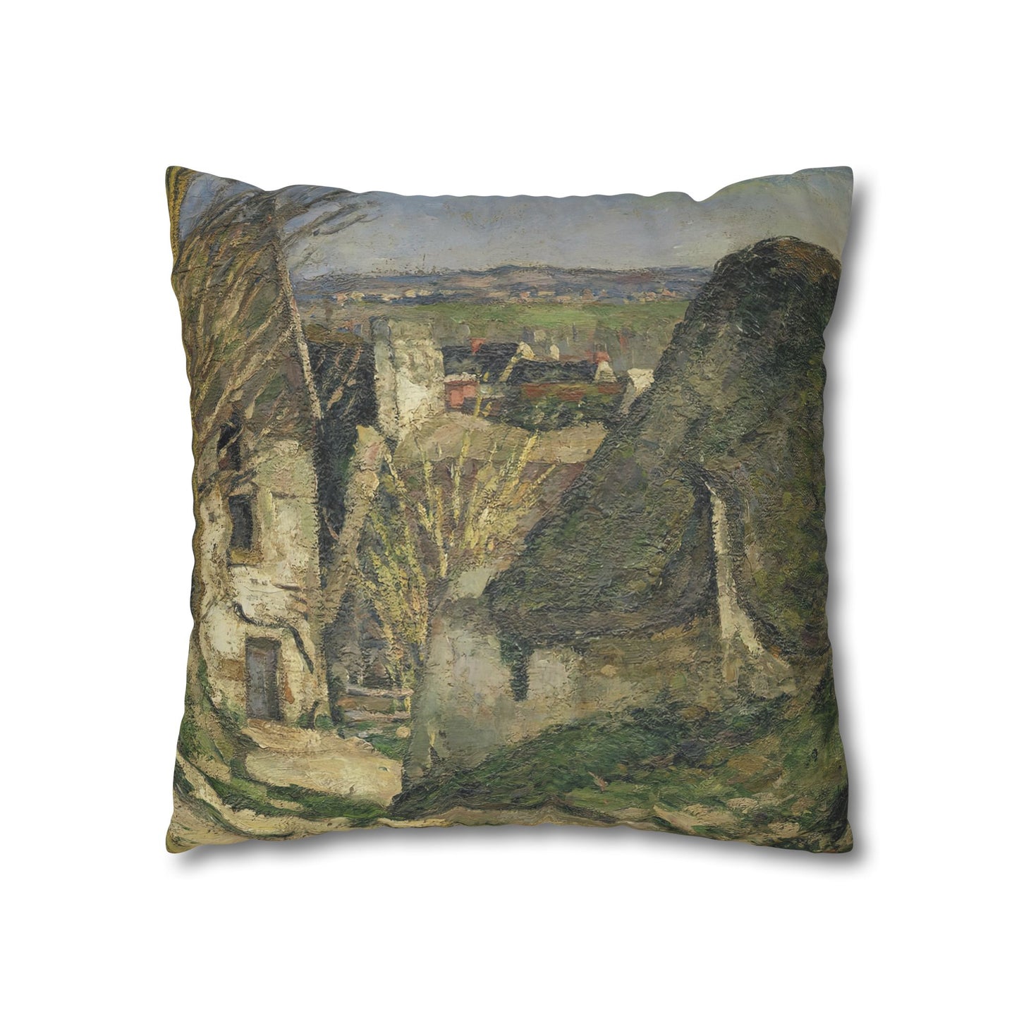 Cézanne, Paul - The House of the Hanged Man, Auvers-sur-Oise (1874) - Suede Square Pillowcase