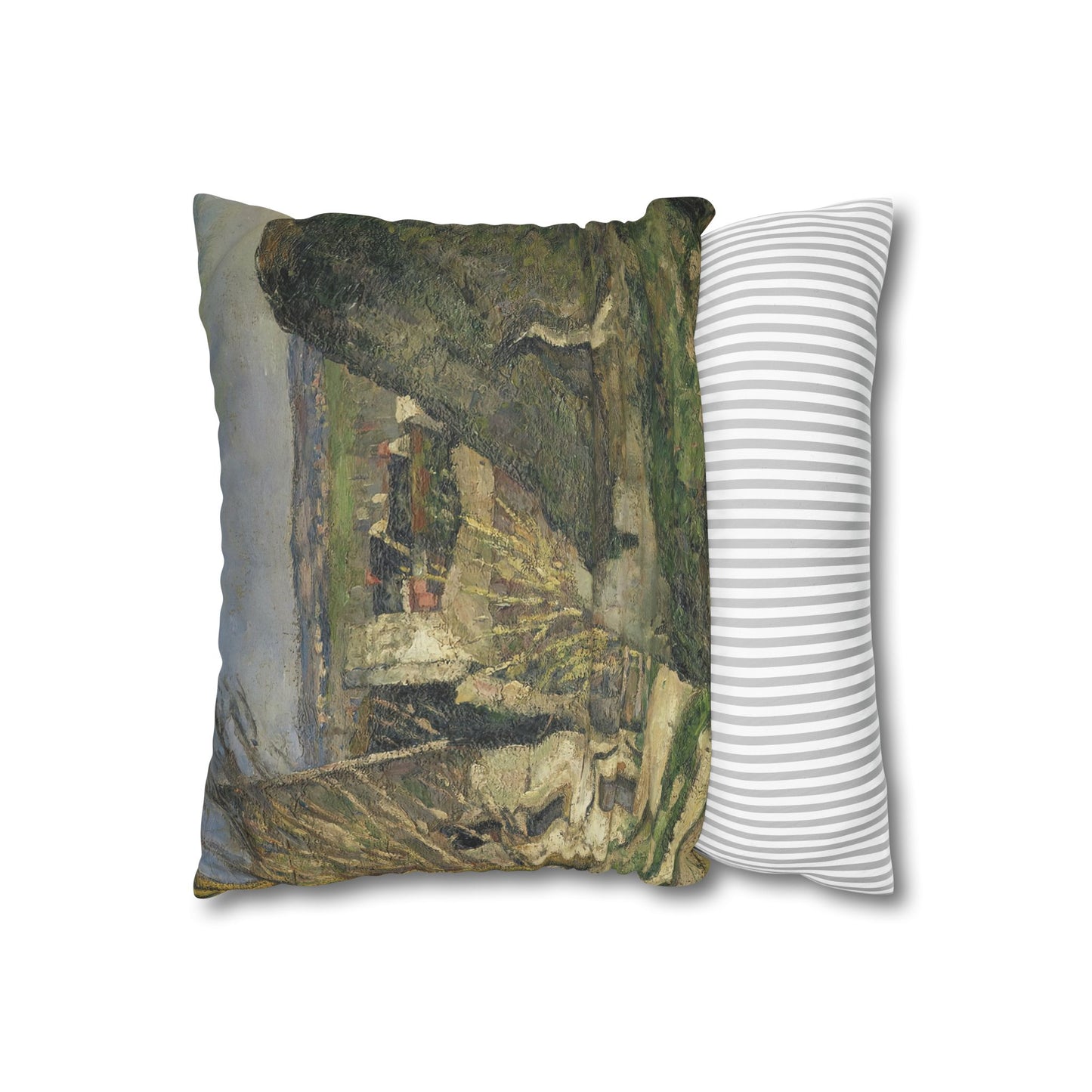 Cézanne, Paul - The House of the Hanged Man, Auvers-sur-Oise (1874) - Suede Square Pillowcase