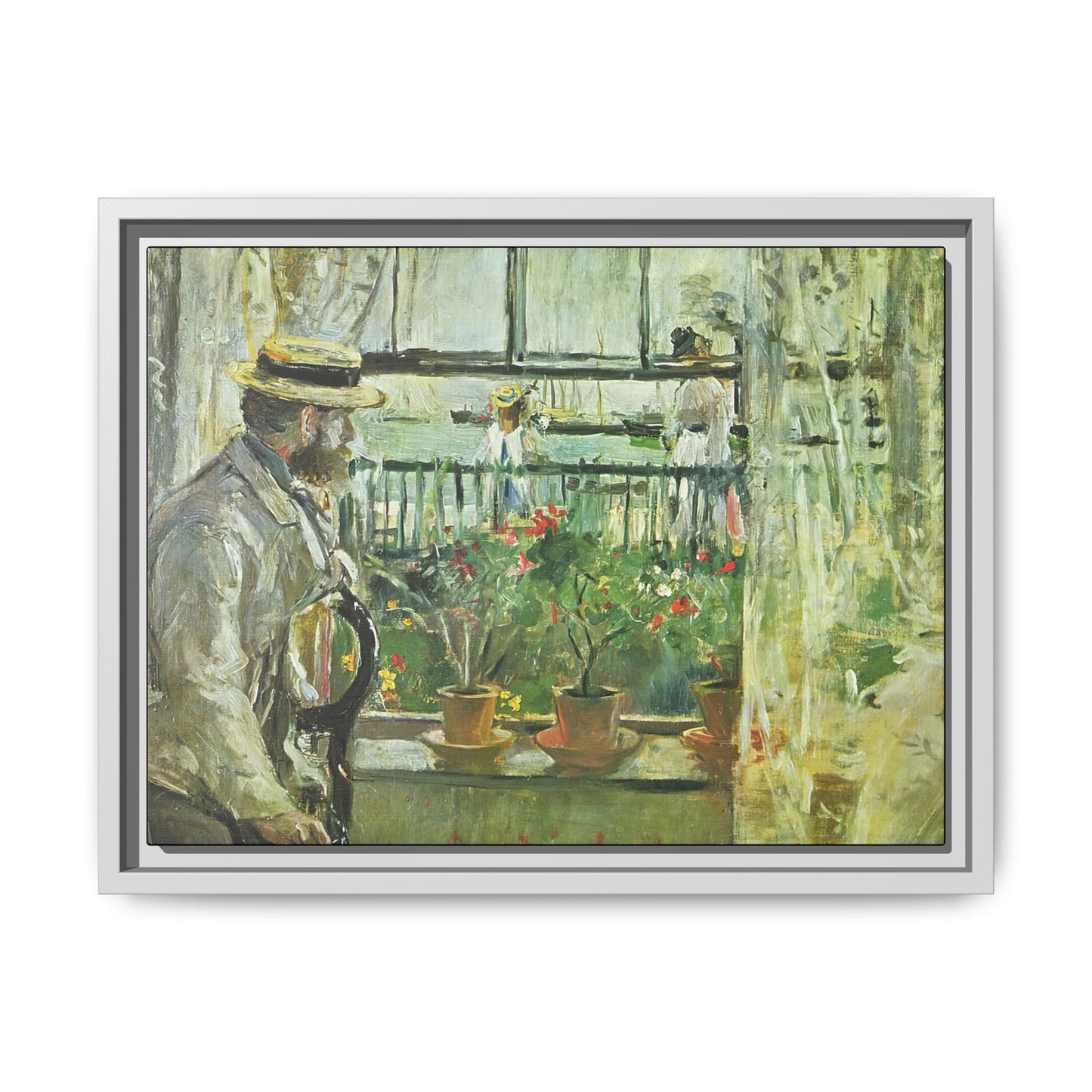 Morisot, Berthe - Eugene Manet on the Isle of Wight (1875) - Matte Canvas, Framed