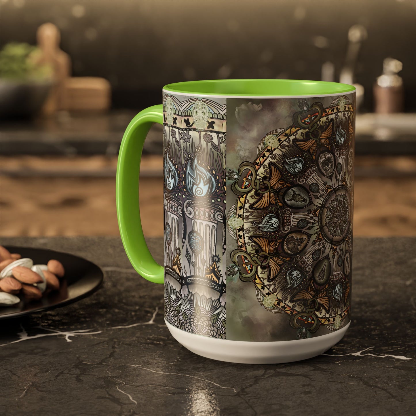 Pacio, Adam - Memento Mori Mandala - Colorful Accent Mugs