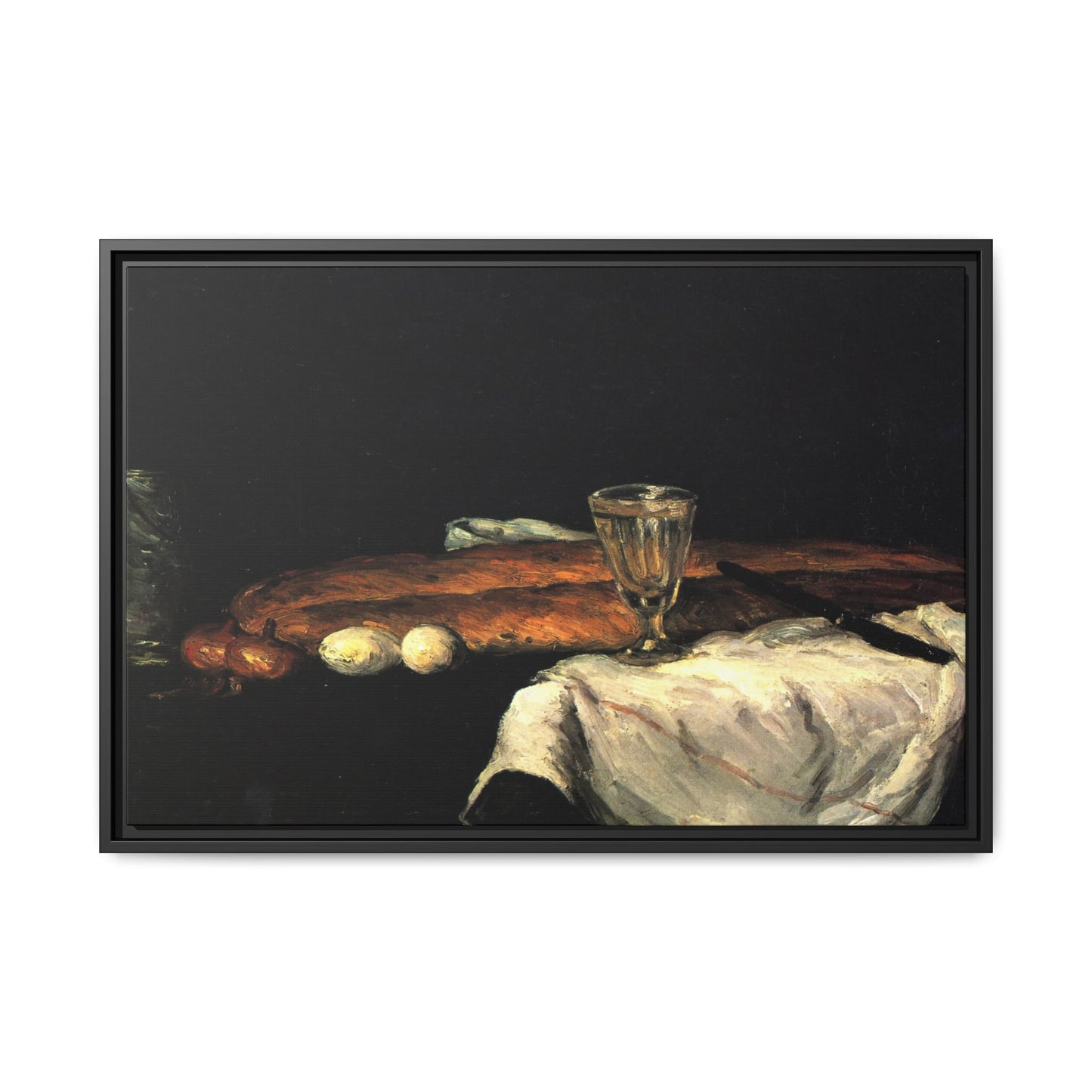 Cézanne, Paul - Still Life with Bread and Eggs (1865) - Matte Canvas, Framed