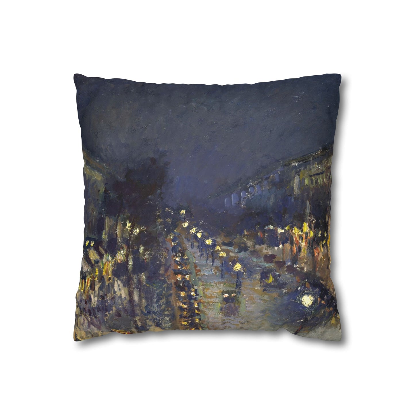 Pissarro, Camille - The Boulevard Montmartre At Night (1897) - Suede Square Pillowcase