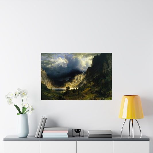 Bierstadt, Albert - A Storm in the Rocky Mountains, Mt. Rosalie (1866) - Satin Posters