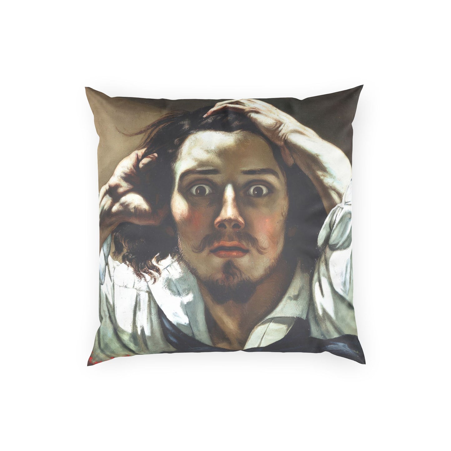 Courbet, Gustave - The Desperate Man (1843) - Poly Velvet Pillow
