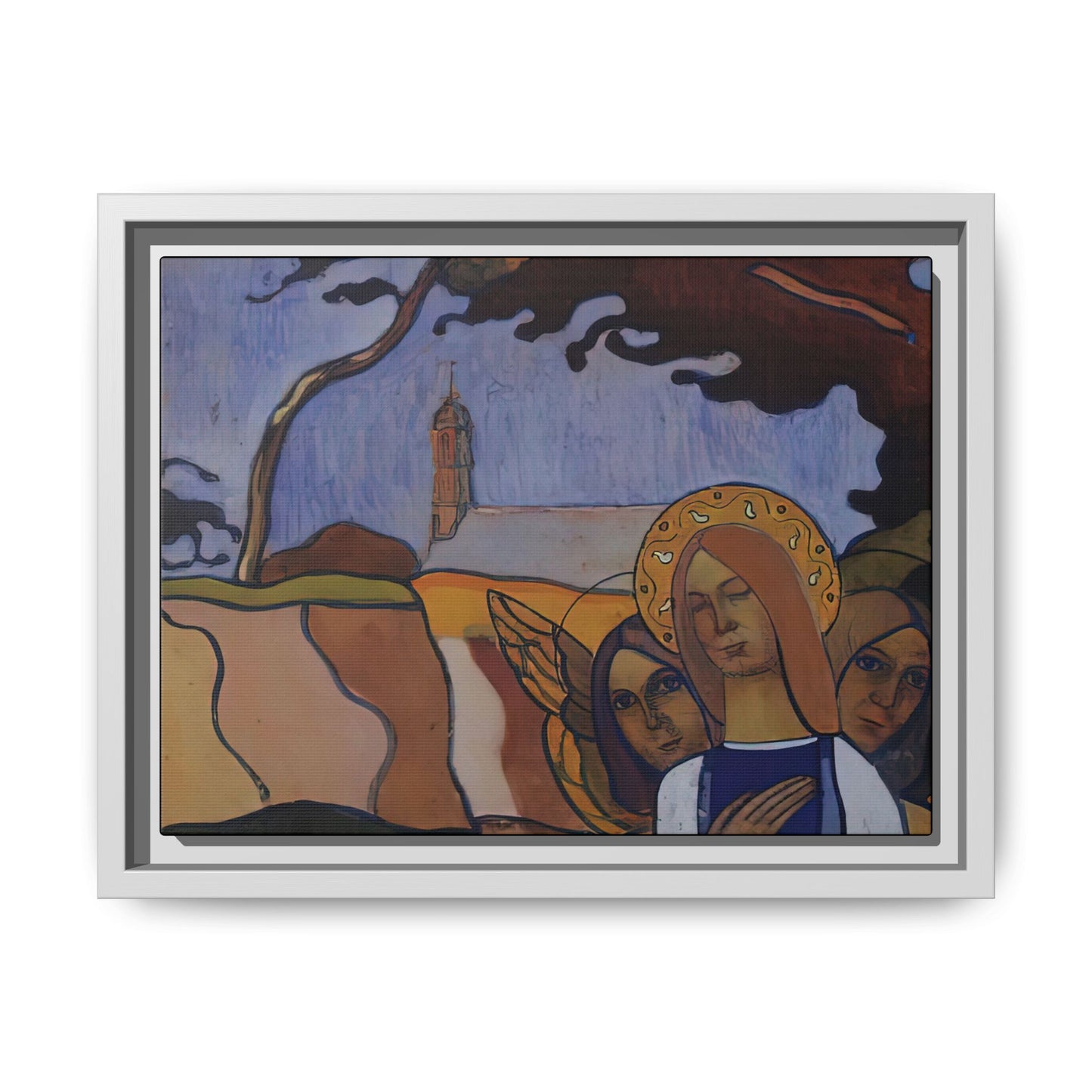 Filiger, Charles - Virgin and Two Angels (1895) - Matte Canvas, Framed
