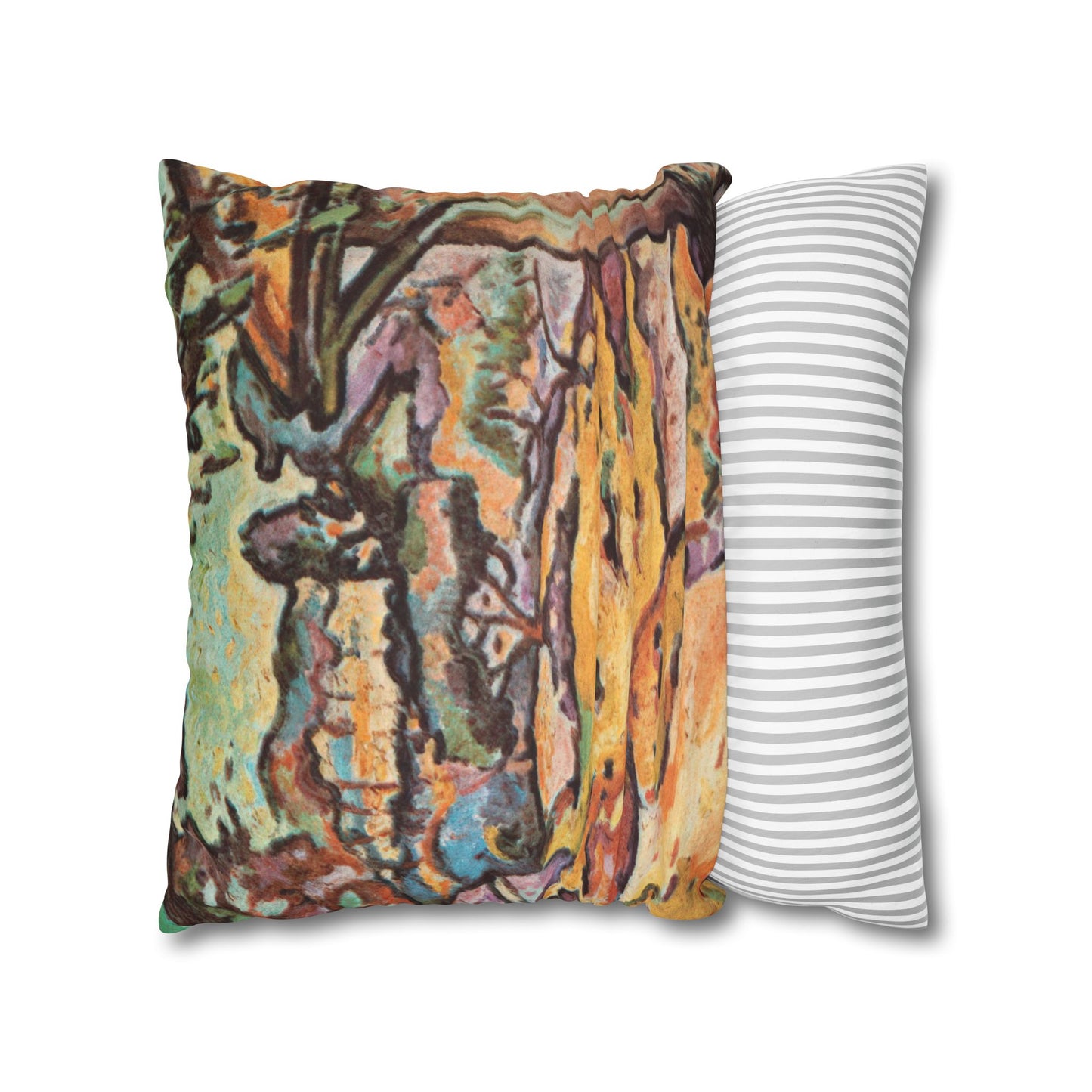 Braque, Georges - Olive Tree near L'Estaque (1906) - Suede Square Pillowcase