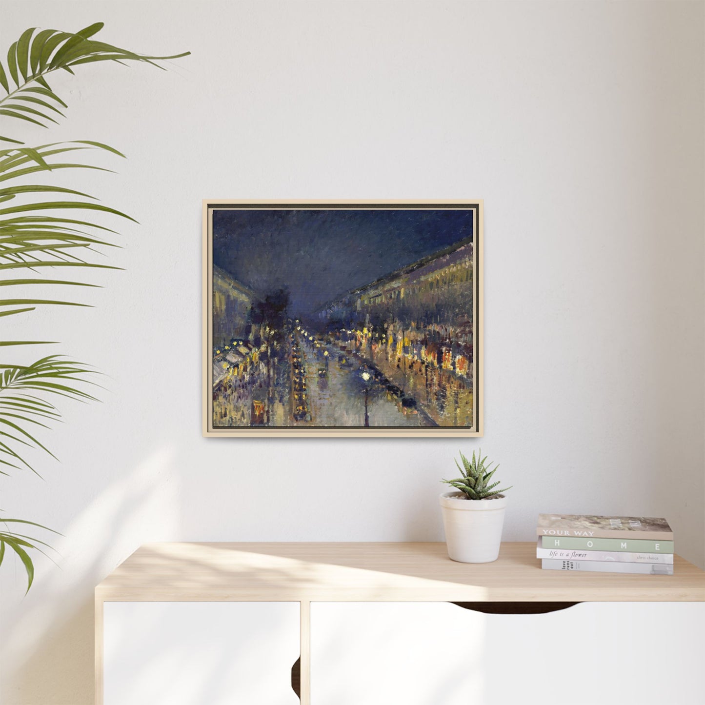 Pissarro, Camille - The Boulevard Montmartre At Night (1897) - Matte Canvas, Framed