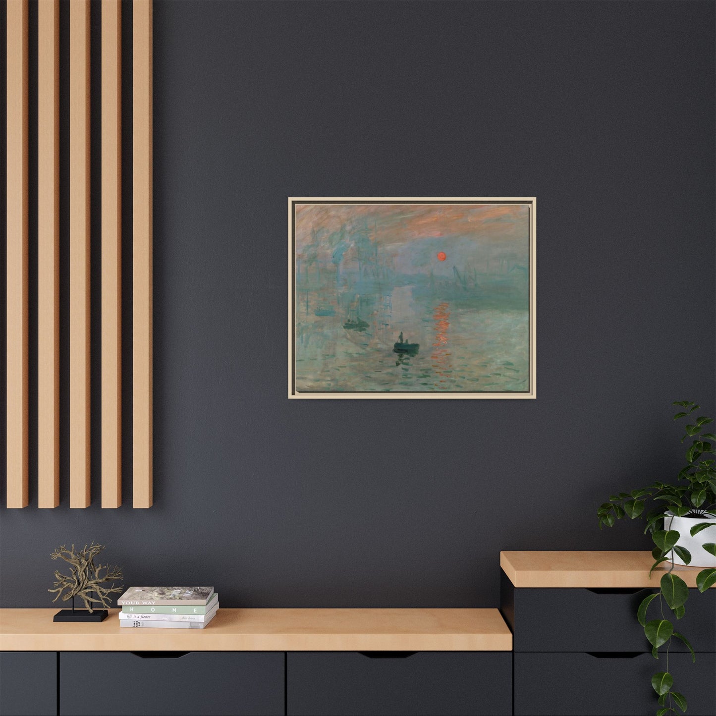 Monet, Claude - Impression, Sunrise (1872) - Matte Canvas, Framed