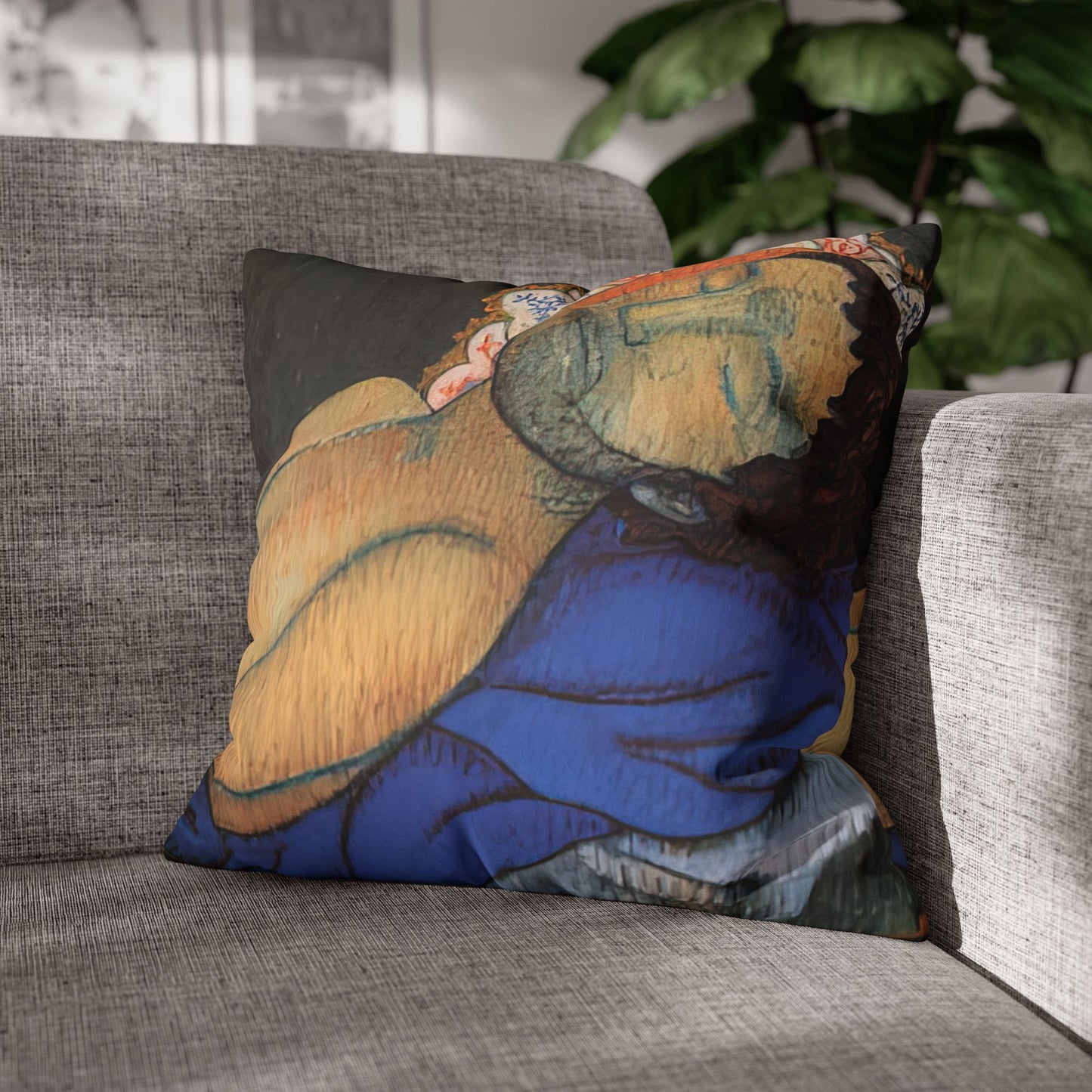 Filiger, Charles - The Recumbent Christ (1895) - Suede Square Pillowcase