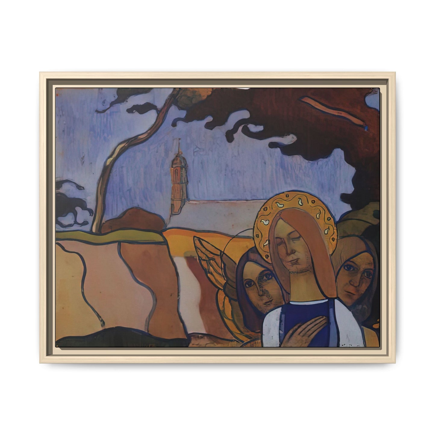 Filiger, Charles - Virgin and Two Angels (1895) - Matte Canvas, Framed