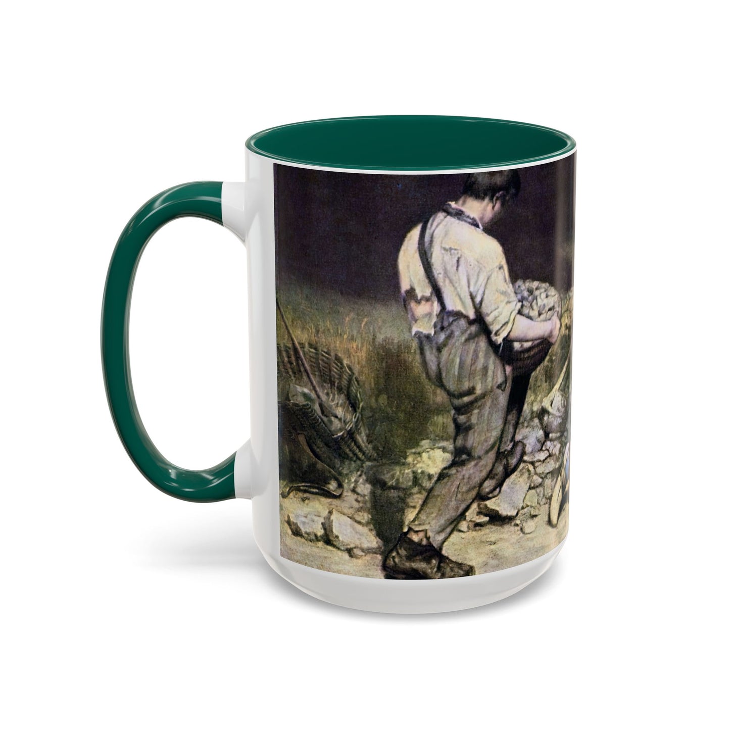 Courbet, Gustave - The Stone Breakers (1850) - Colorful Accent Mugs