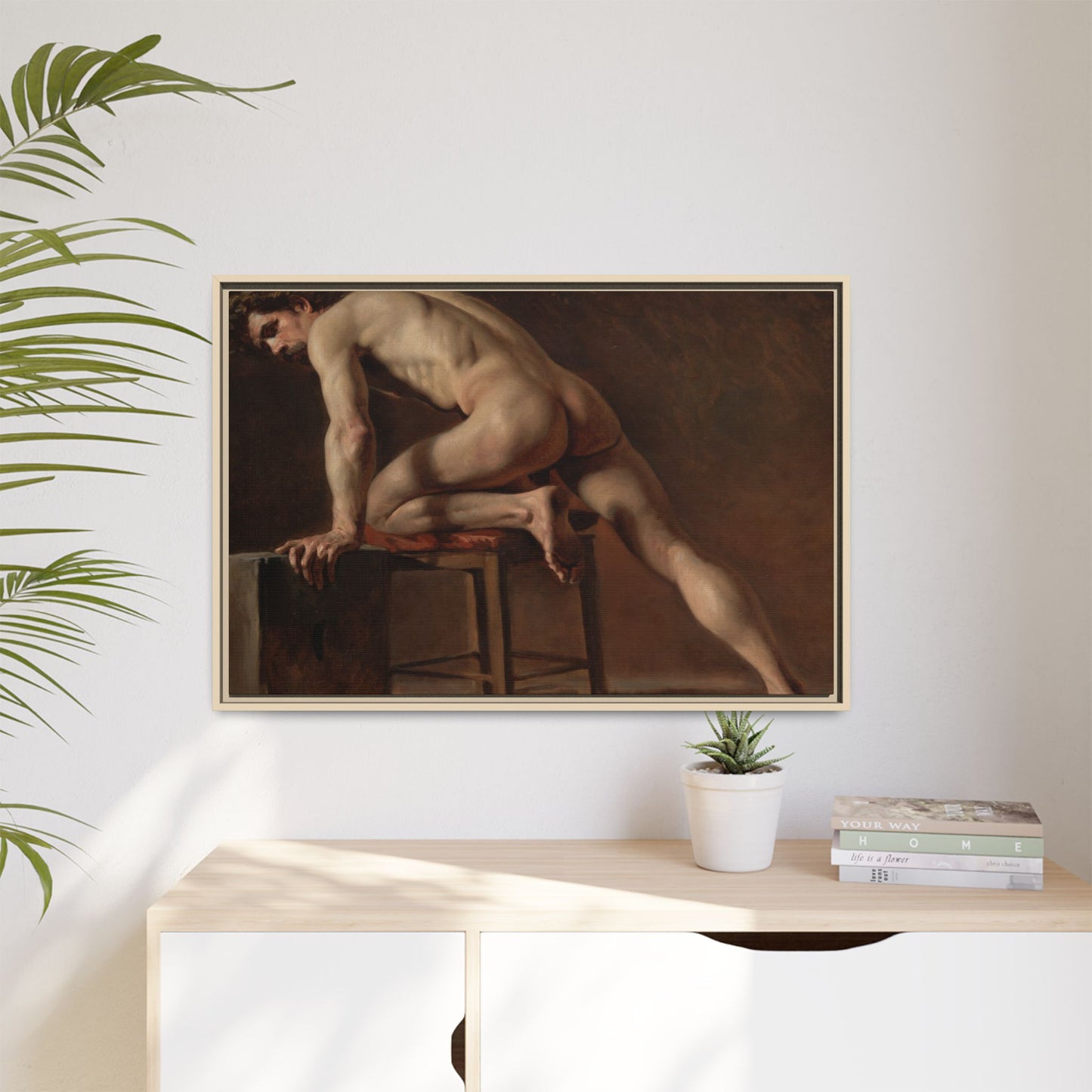 Courbet, Gustave - Study of a Nude Man (1840) - Matte Canvas, Framed