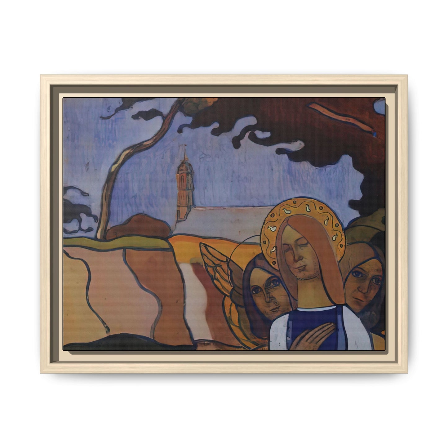 Filiger, Charles - Virgin and Two Angels (1895) - Matte Canvas, Framed