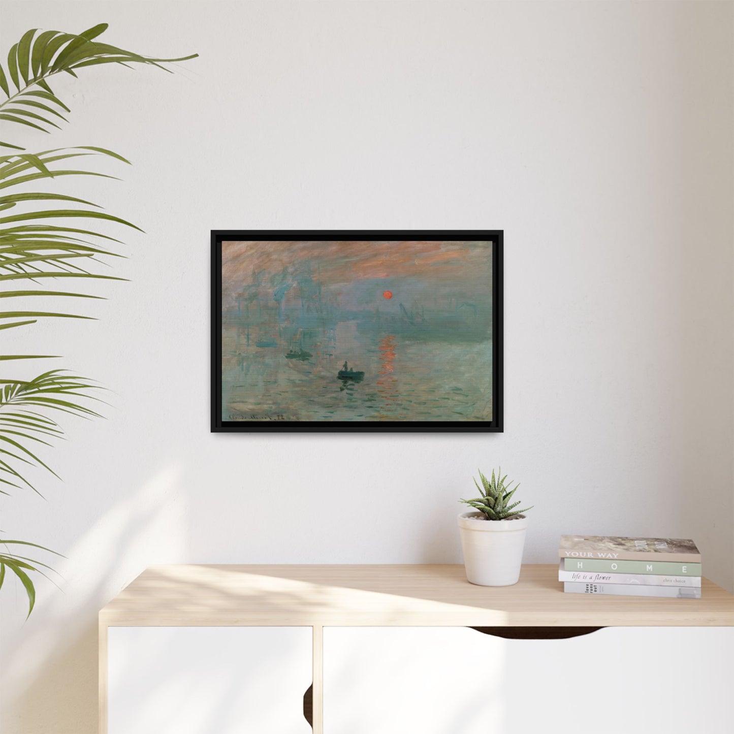 Monet, Claude - Impression, Sunrise (1872) - Matte Canvas, Framed