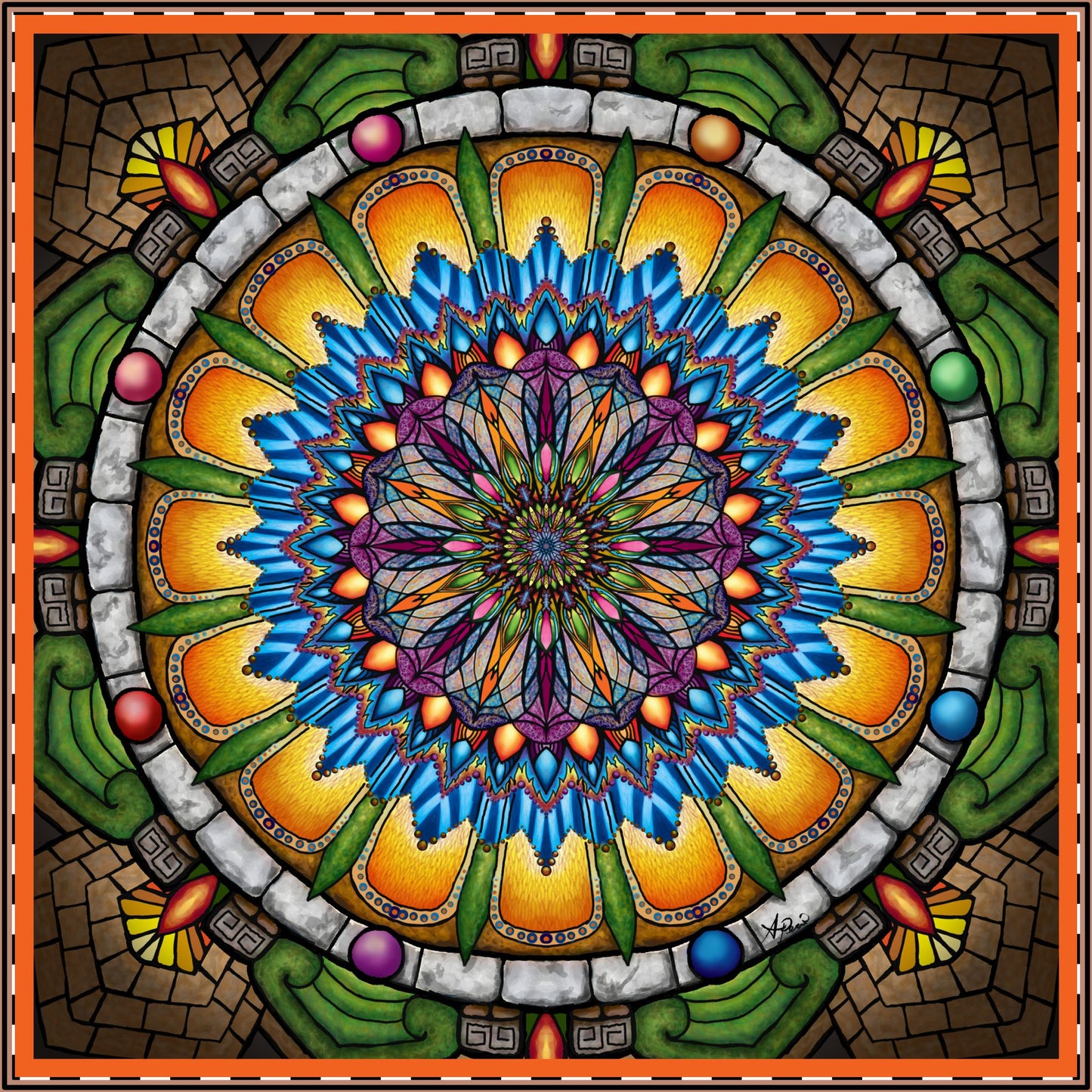 Emerald Arrows Mandala - Satin Poster