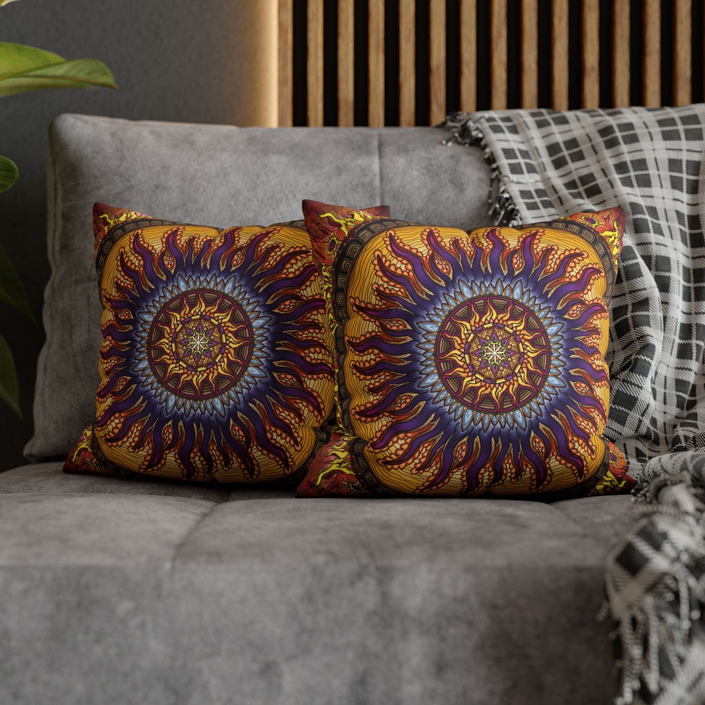 Pacio, Adam - Solar Disc Mandala - Suede Square Pillowcase