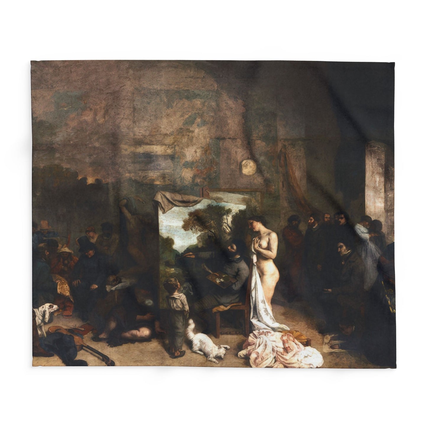 Courbet, Gustave - The Painter’s Studio (1855) - Arctic Fleece Blanket