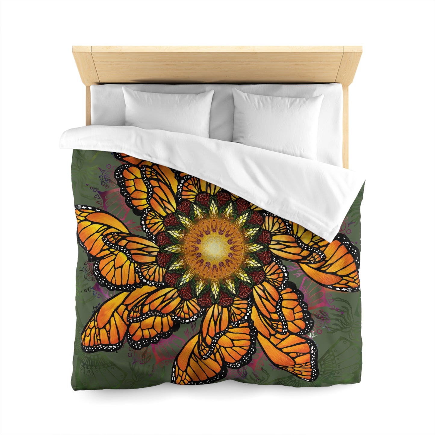 Pacio, Adam - Monarch Butterfly Mandala - Microfiber Duvet Cover