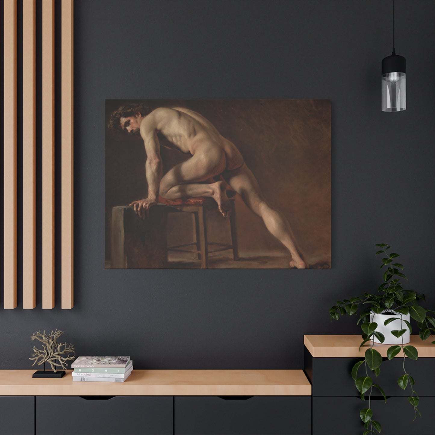 Courbet, Gustave - Study of a Nude Man (1840) - Canvas Block, unframed