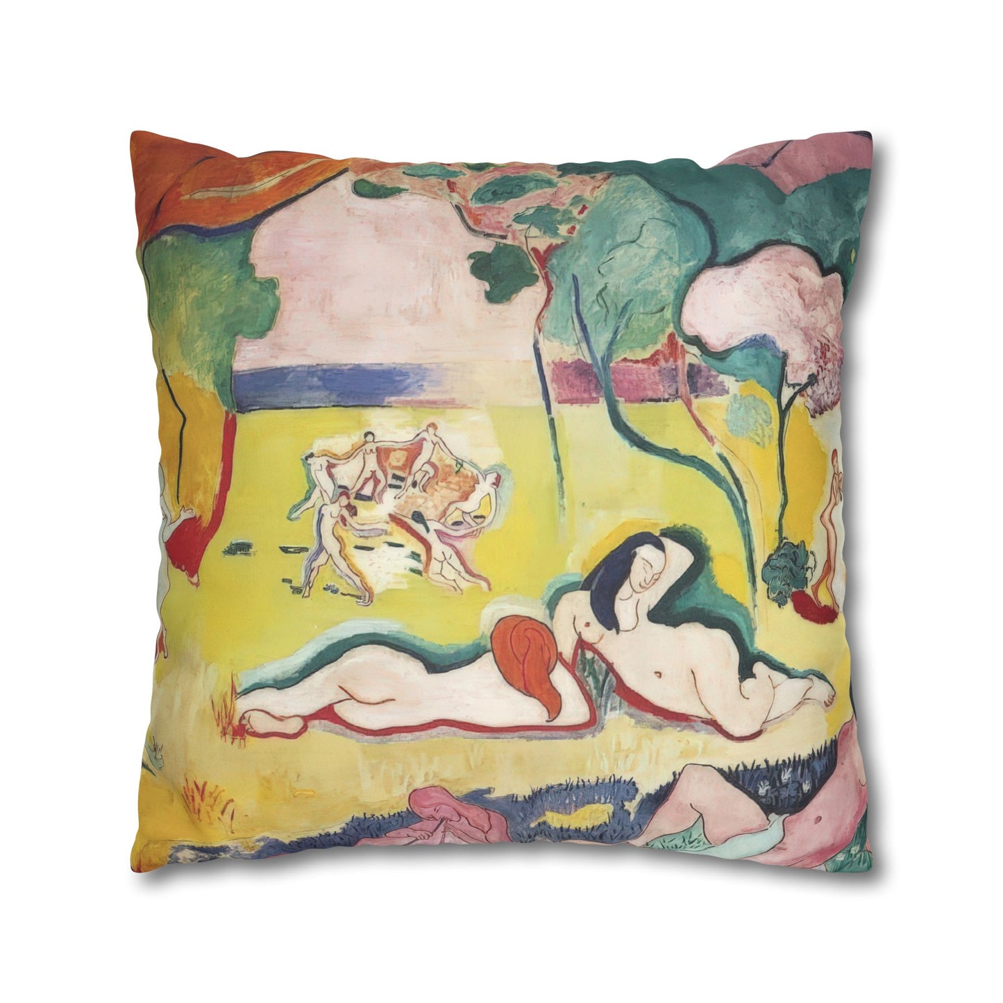 Matisse, Henri - The Joy of Life (1905) - Suede Square Pillowcase