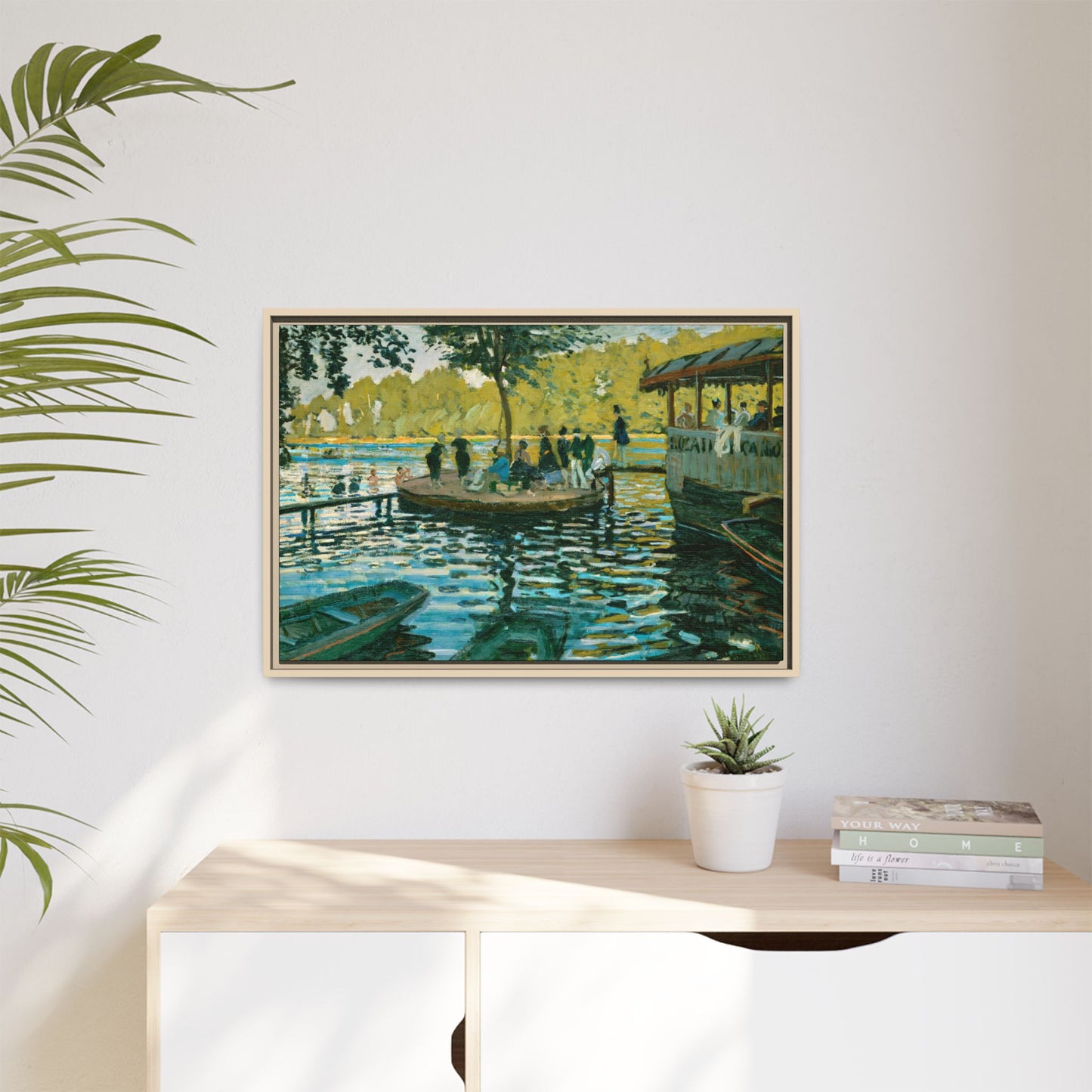 Monet, Claude - La Grenouillere (1869) - Matte Canvas, Framed