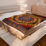 Solar Disc Mandala - Velveteen Plush Blanket