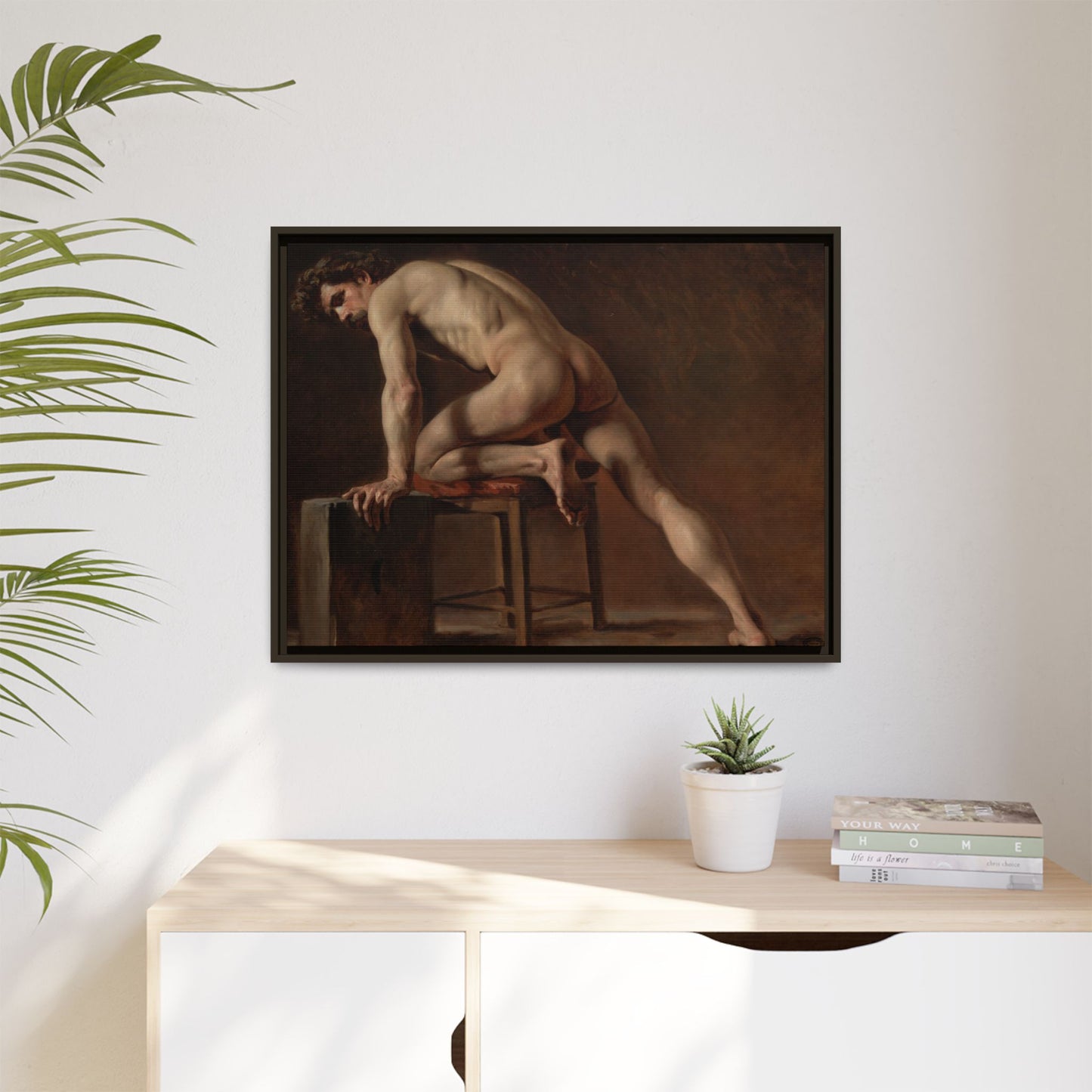 Courbet, Gustave - Study of a Nude Man (1840) - Matte Canvas, Framed