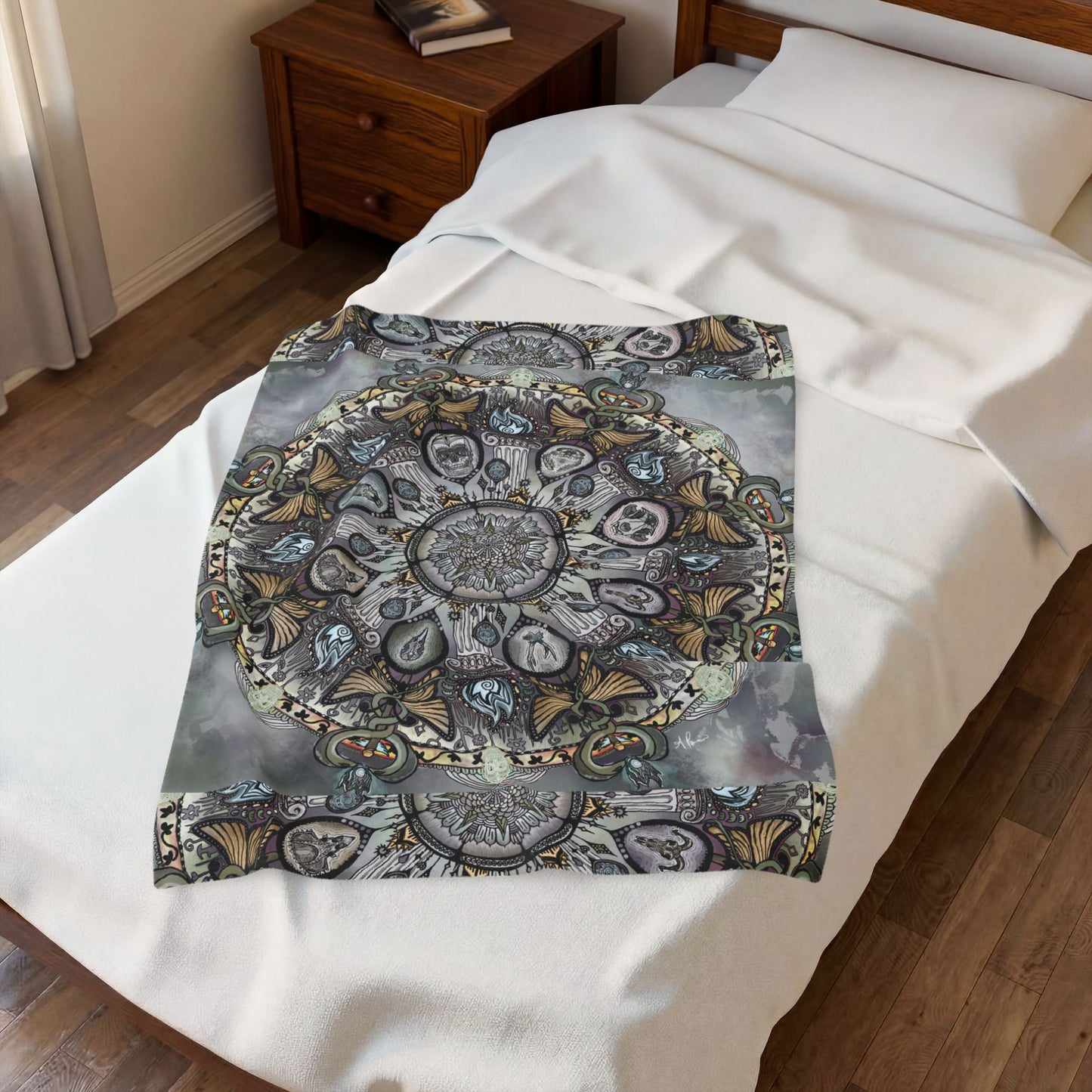 Pacio, Adam - Memento Mori Mandala - Velveteen Plush Blanket