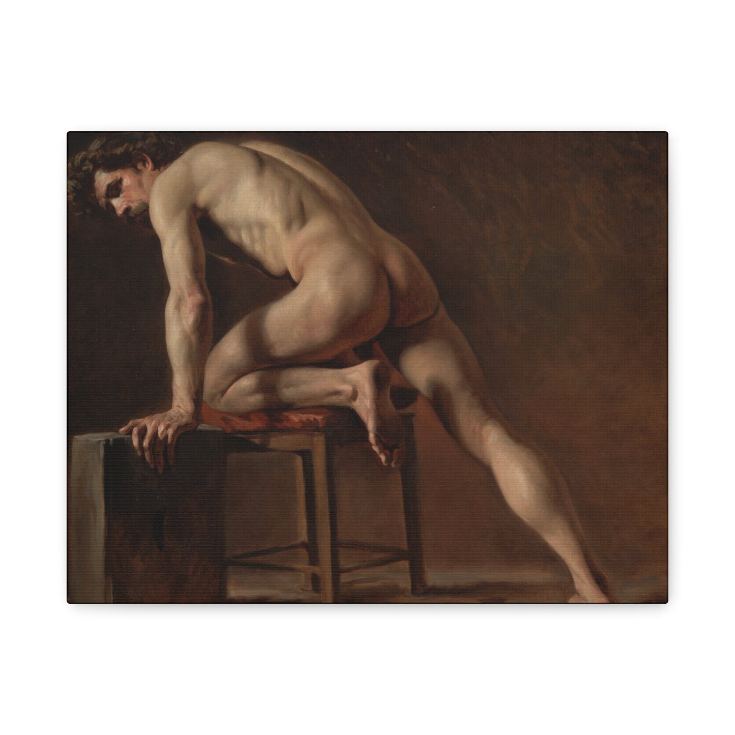 Courbet, Gustave - Study of a Nude Man (1840) - Canvas Block, unframed