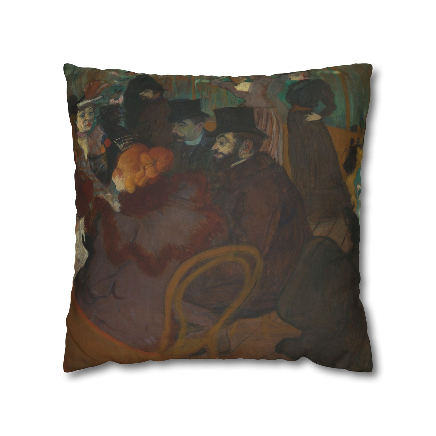 Toulouse-Lautrec, Henri - At the Moulin Rouge (1892) - Suede Square Pillowcase