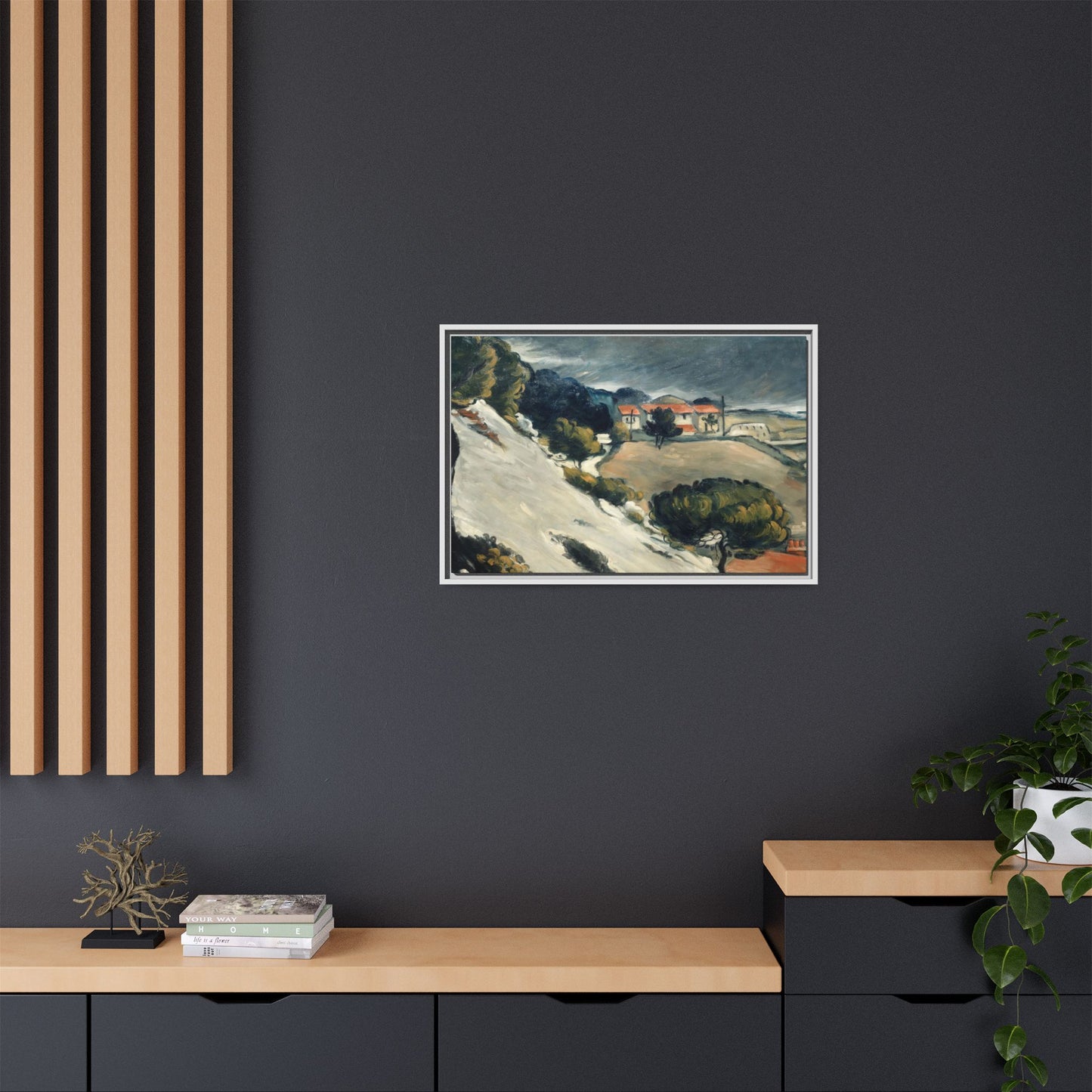 Cézanne, Paul - L’Estaque, Melting Snow (1870) - Matte Canvas, Framed