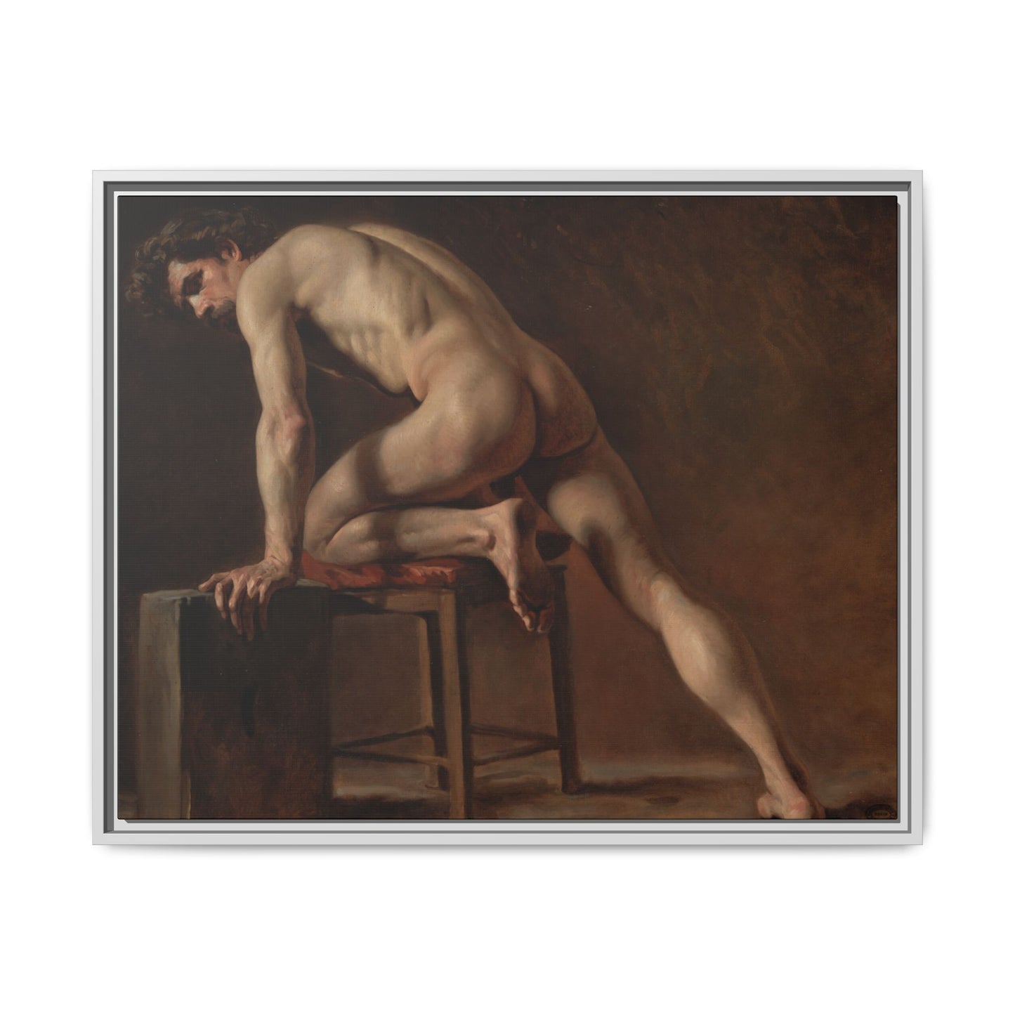 Courbet, Gustave - Study of a Nude Man (1840) - Matte Canvas, Framed