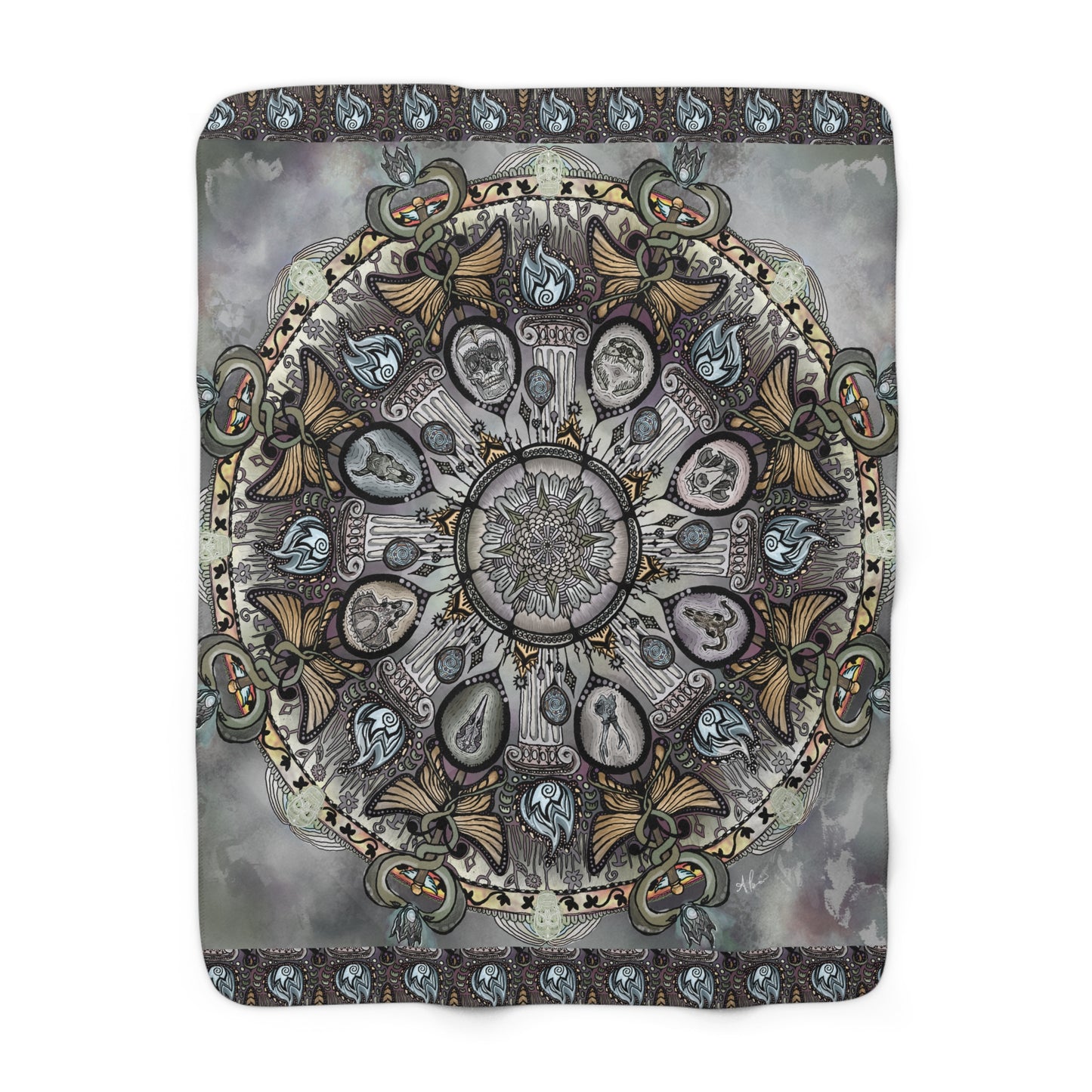 Pacio, Adam - Memento Mori Mandala - Sherpa Fleece Blanket